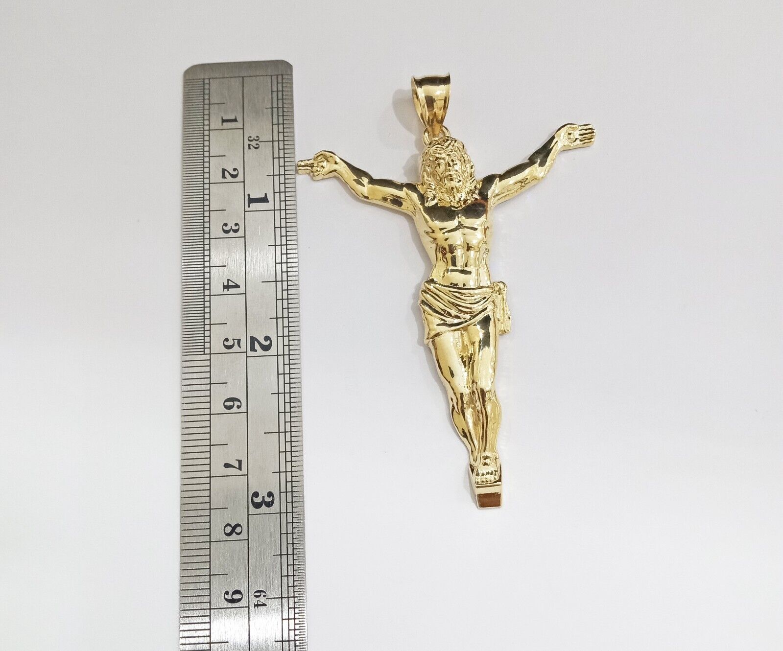 Real 10k Yellow Gold Jesus Crucifix Charm 10kt Pendant Men Women - GoldenlinQ