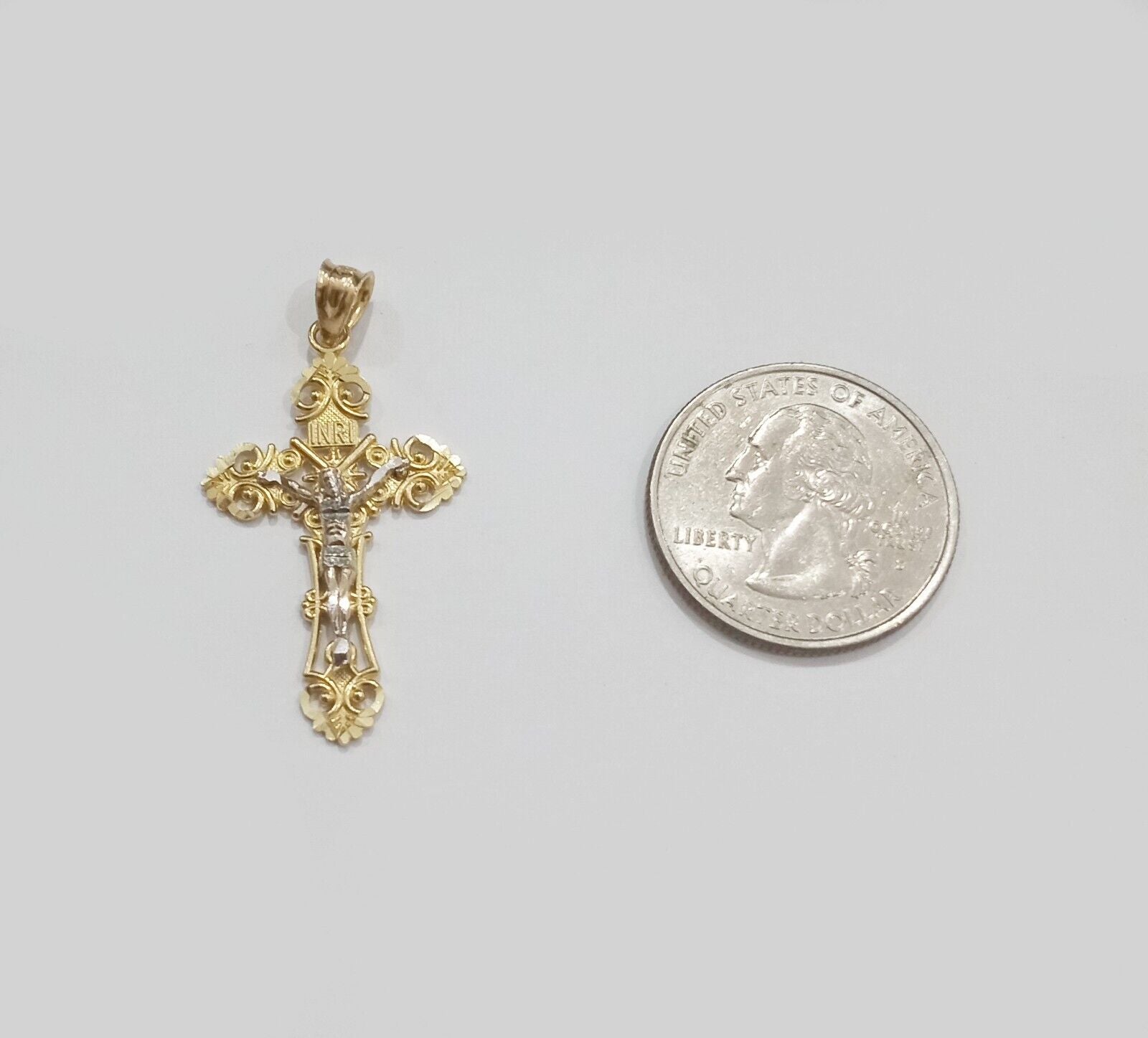 Real 10k Yellow Gold Jesus Crucifix Cross Charm Pendant Men Women 10kt Gold - GoldenlinQ
