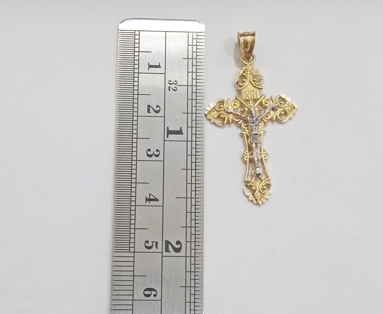 Real 10k Yellow Gold Jesus Crucifix Cross Charm Pendant Men Women 10kt Gold - GoldenlinQ