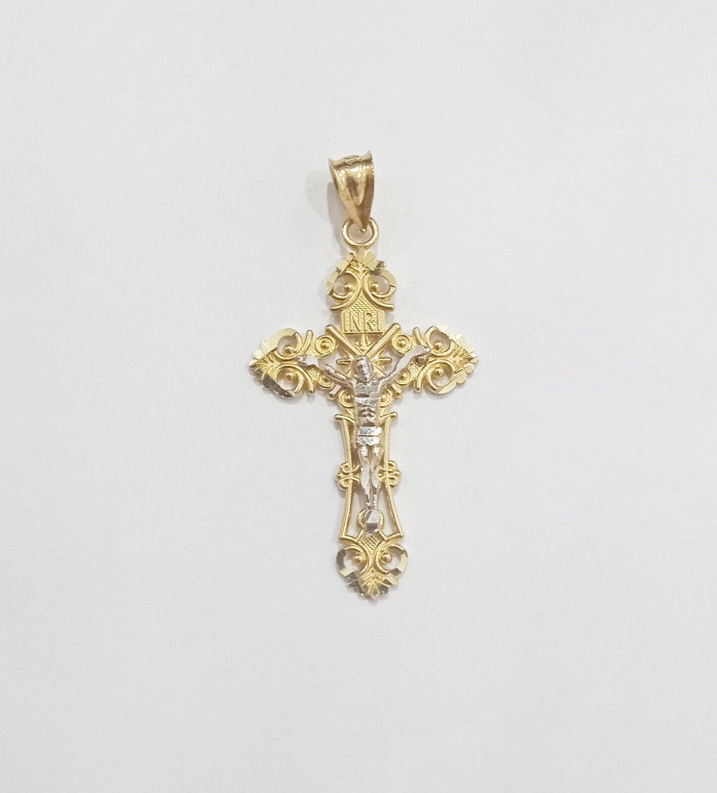 Real 10k Yellow Gold Jesus Crucifix Cross Charm Pendant Men Women 10kt Gold - GoldenlinQ