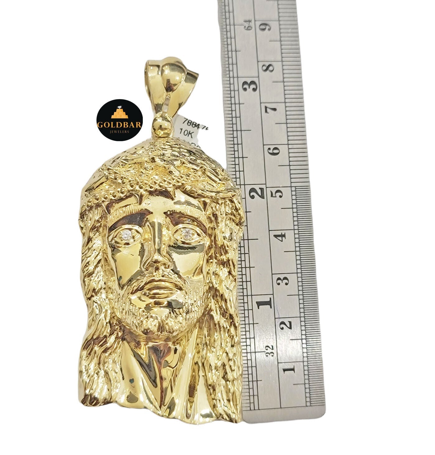 Real 10k Yellow Gold Jesus Head Charm Pendant For Men's 3" Inch For Chain, 10KT - GoldenlinQ