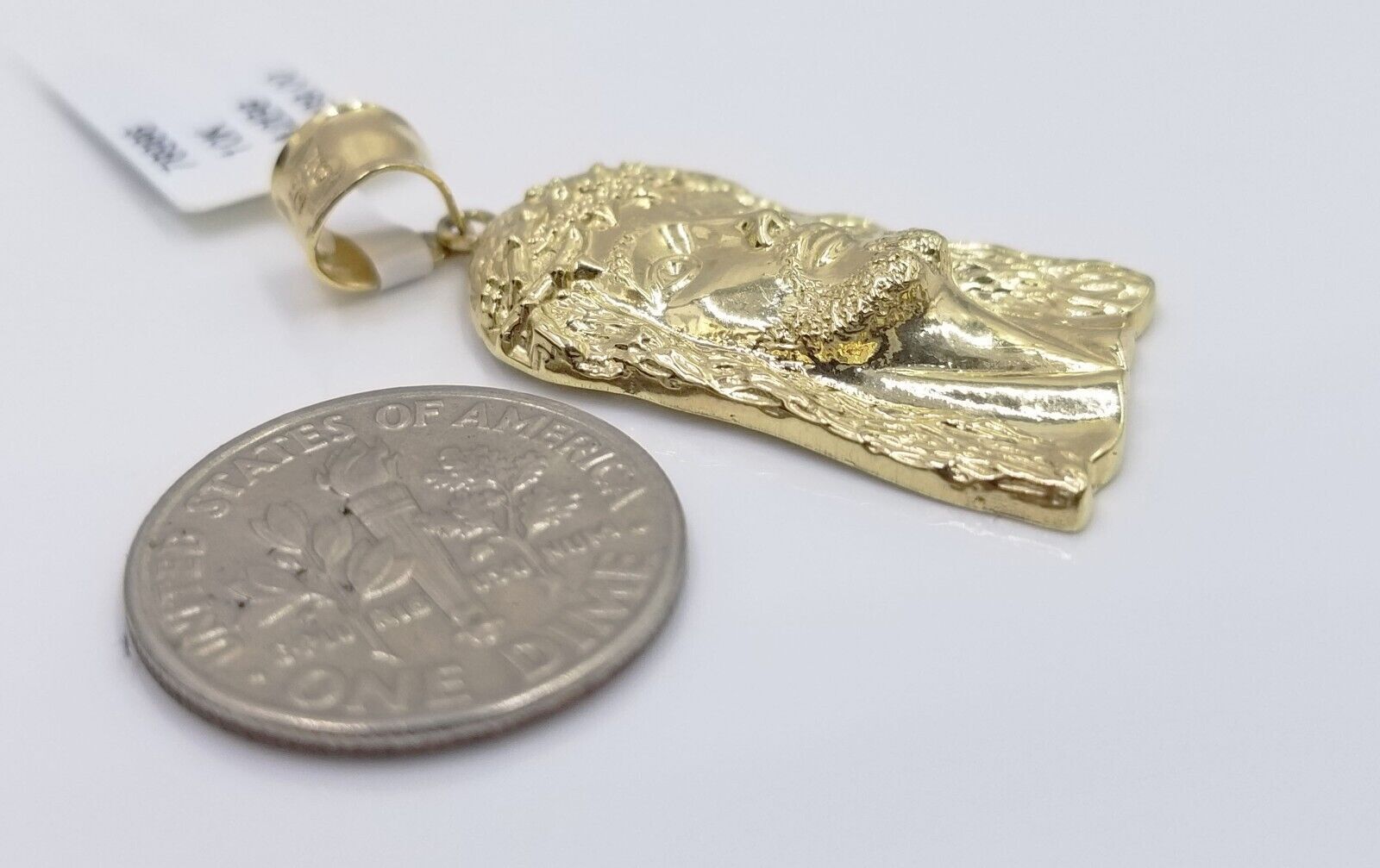 Real 10k Yellow Gold Jesus Head Charm Pendant & Miami Cuban Link Chain Necklace - GoldenlinQ