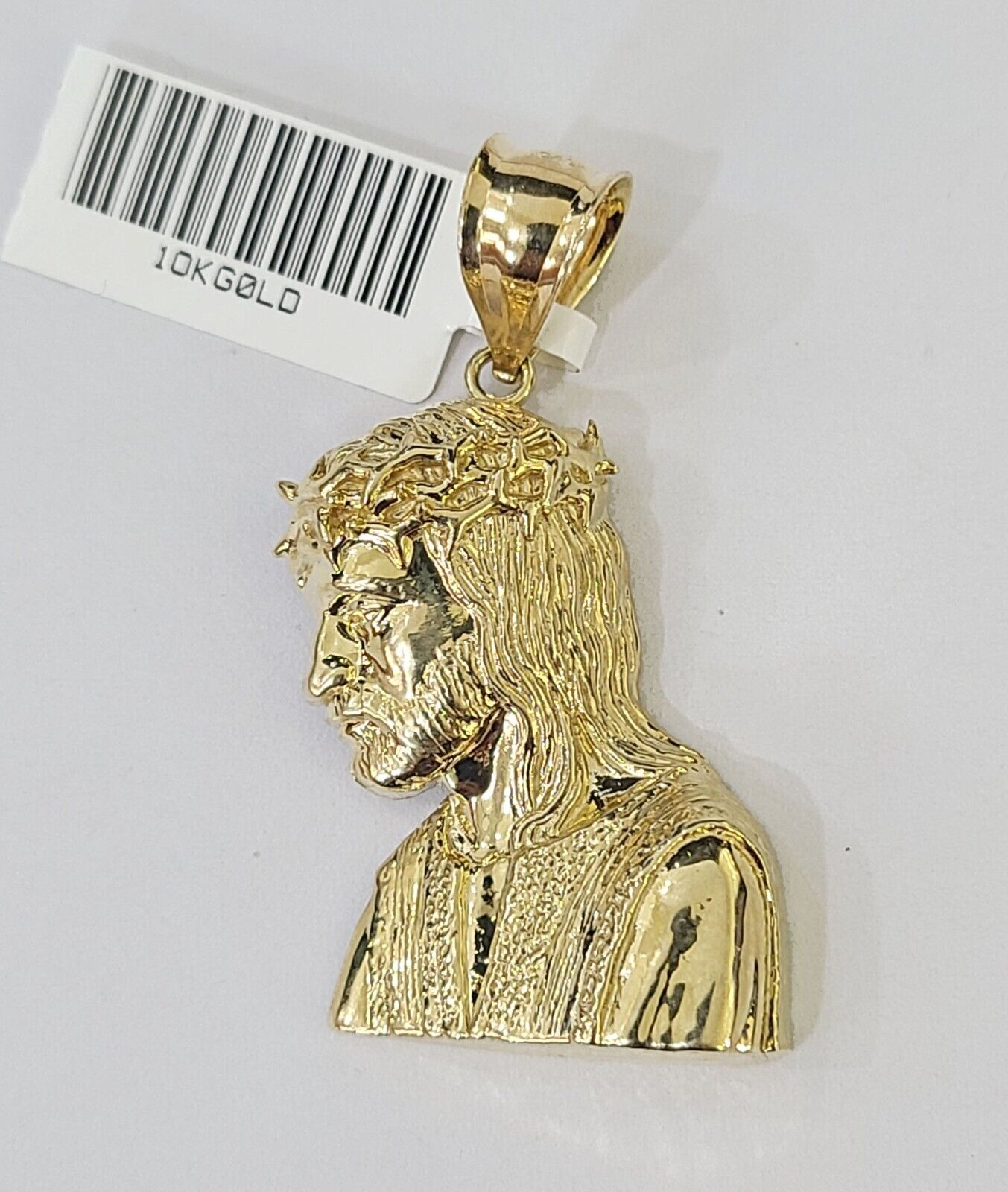 Real 10K Yellow Gold Jesus Head Pendant Charm Genuine 2" - GoldenlinQ