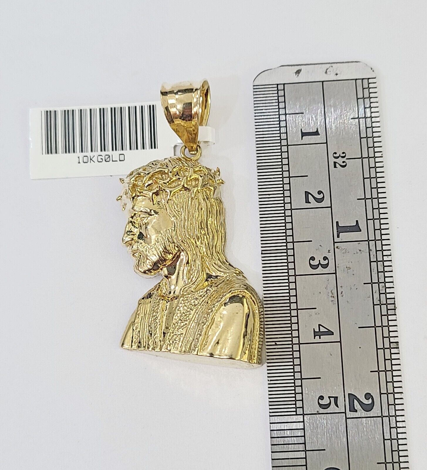 Real 10K Yellow Gold Jesus Head Pendant Charm Genuine 2" - GoldenlinQ
