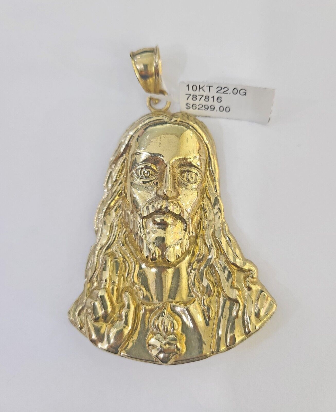 Real 10K Yellow Gold Jesus Head Pendant Charm Genuine - GoldenlinQ