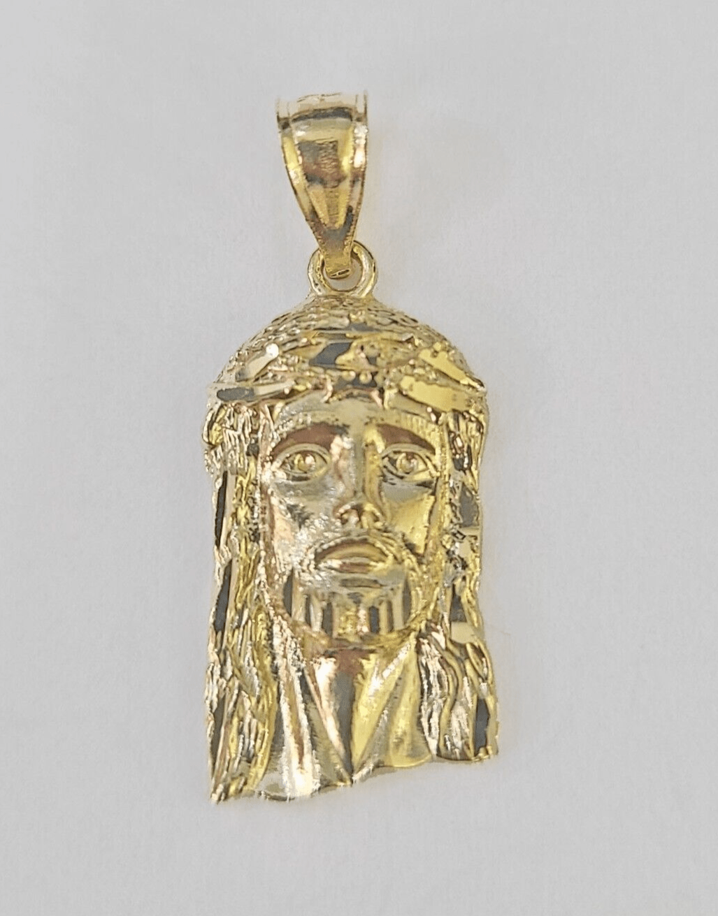 Real 10K Yellow Gold Jesus Head Pendant Charm Genuine - GoldenlinQ