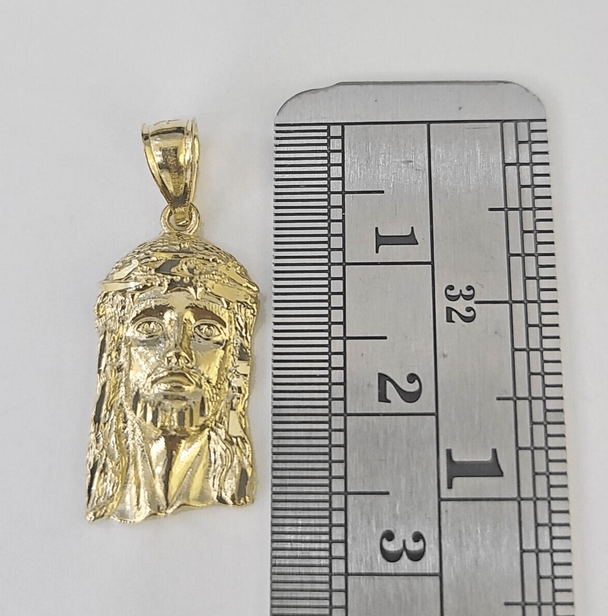 Real 10K Yellow Gold Jesus Head Pendant Charm Genuine - GoldenlinQ