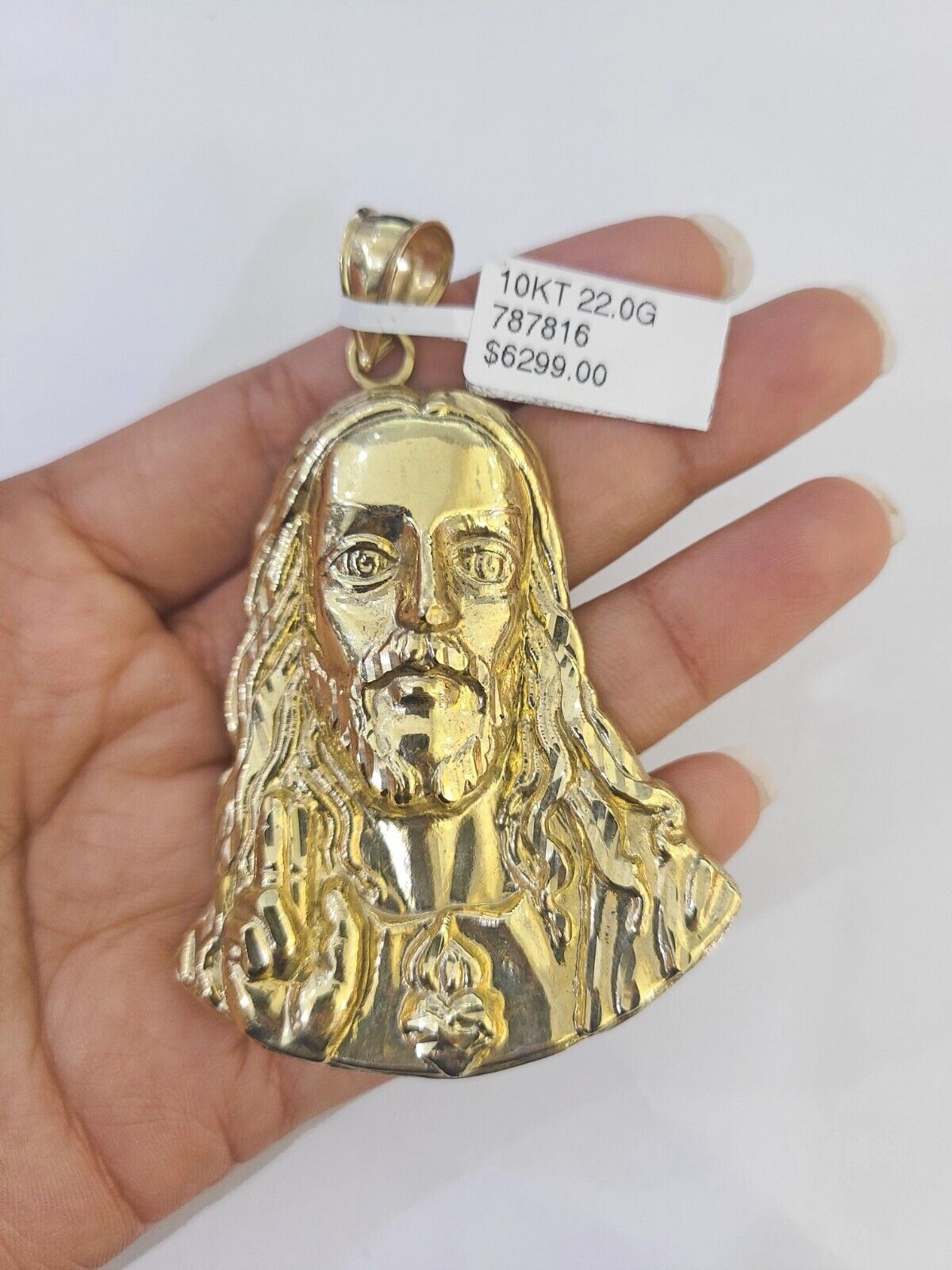 Real 10K Yellow Gold Jesus Head Pendant Charm Genuine - GoldenlinQ