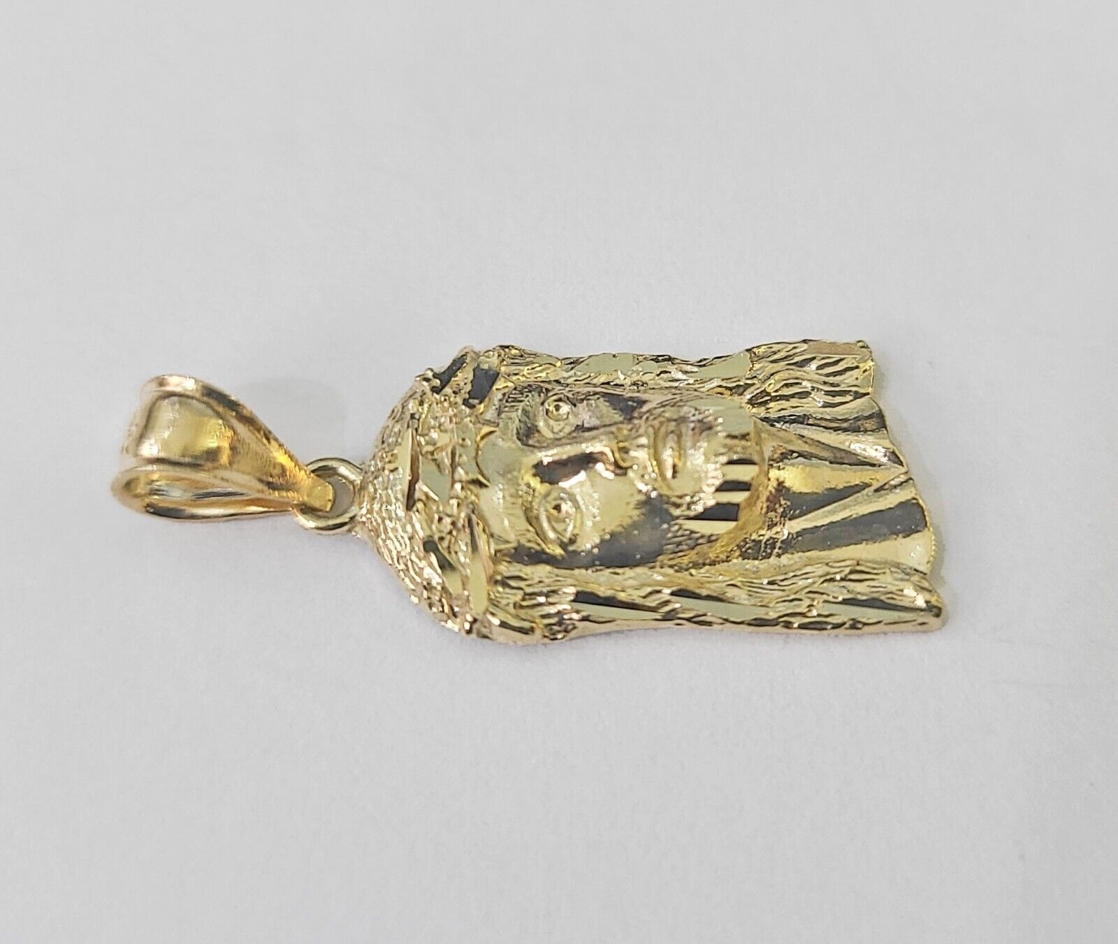 Real 10K Yellow Gold Jesus Head Pendant Charm Genuine - GoldenlinQ