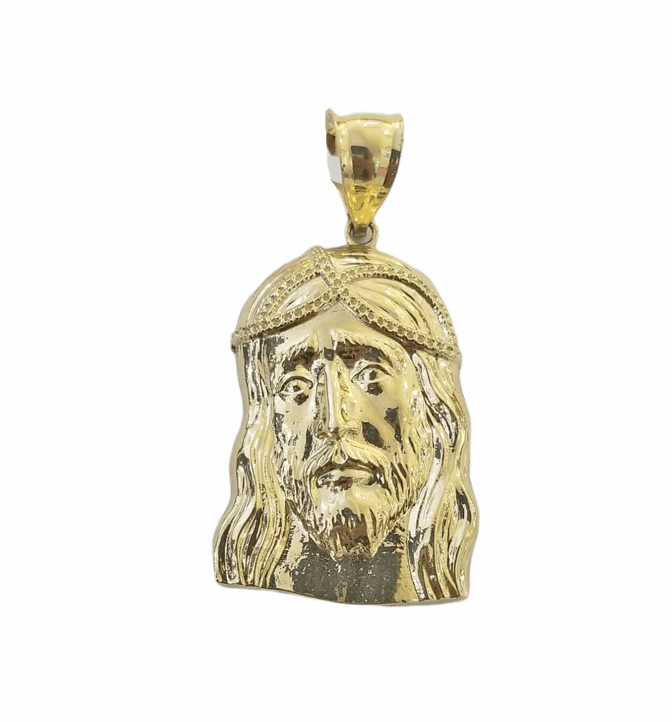 Real 10K Yellow Gold Jesus Head Pendent Charm 1" Inch Jesus Face 10kt - GoldenlinQ