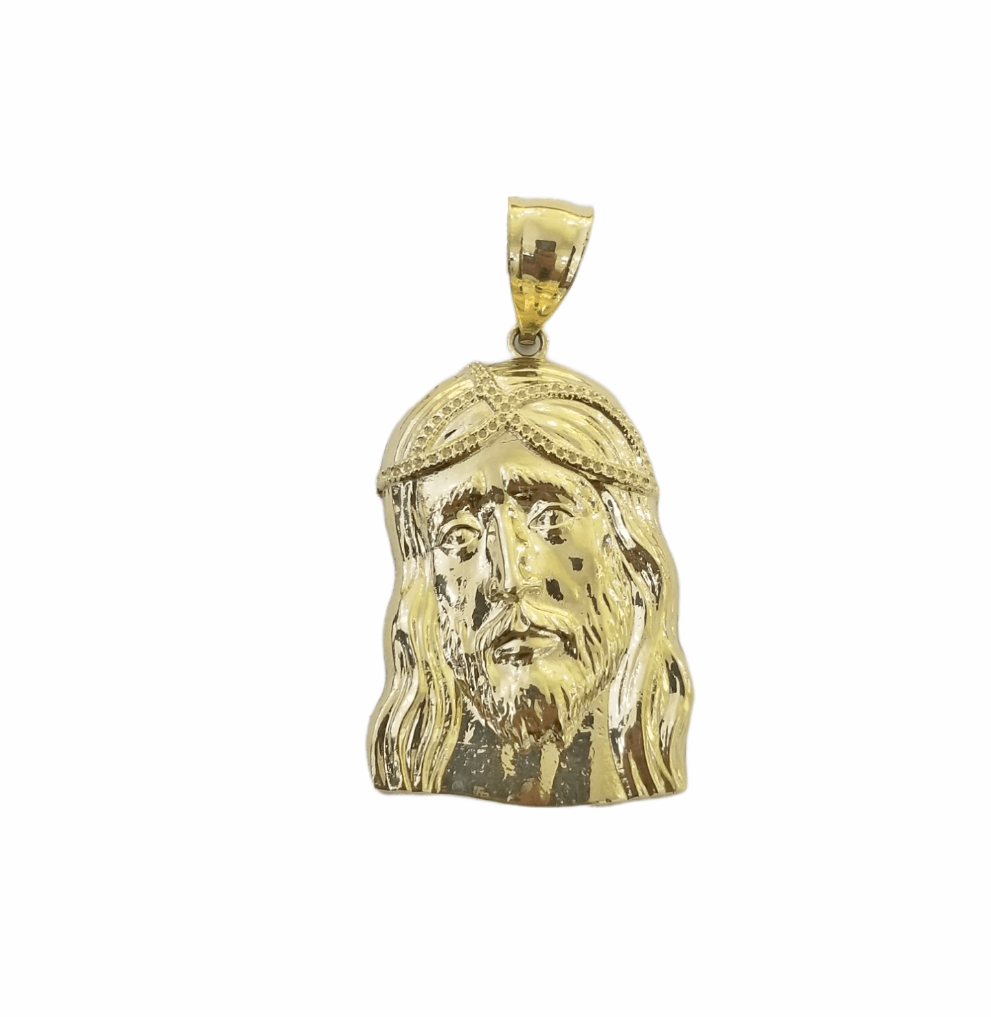 Real 10K Yellow Gold Jesus Head Pendent Charm 1" Inch Jesus Face 10kt - GoldenlinQ