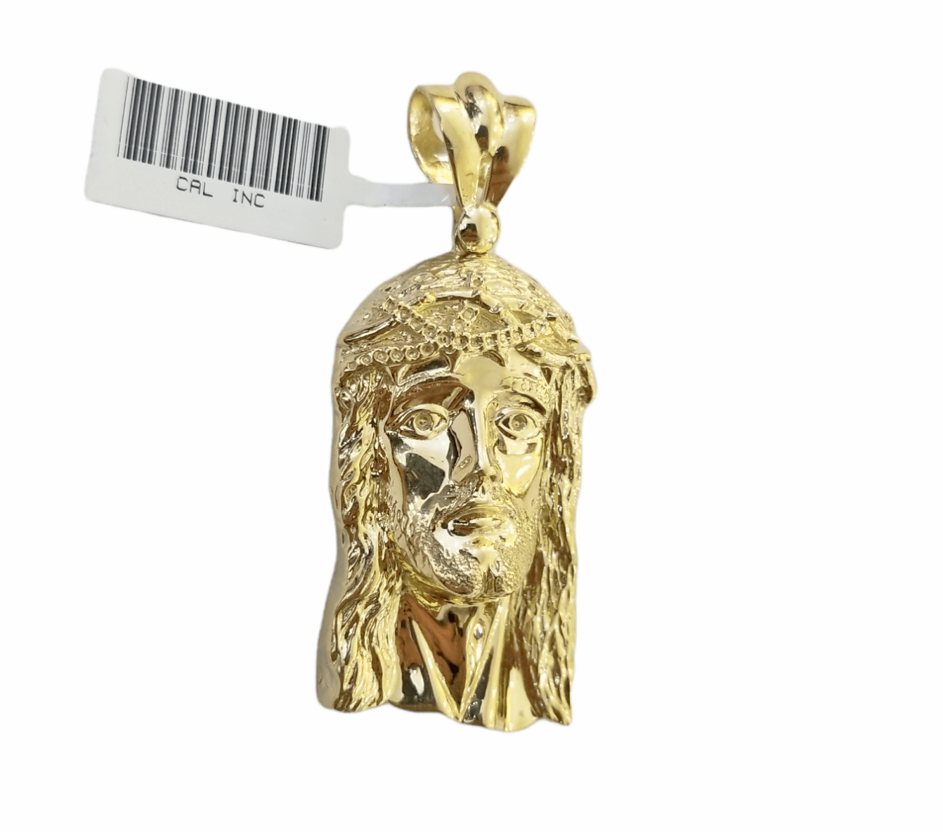 Real 10K Yellow Gold Jesus Head Pendent Charm 2" Inch 10kt - GoldenlinQ