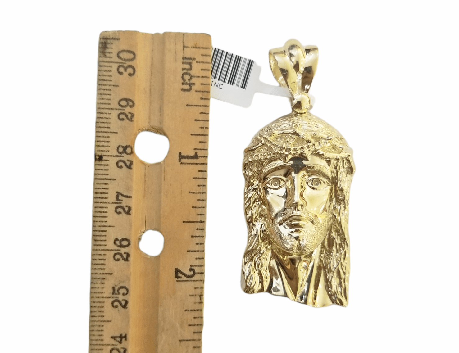Real 10K Yellow Gold Jesus Head Pendent Charm 2" Inch 10kt - GoldenlinQ
