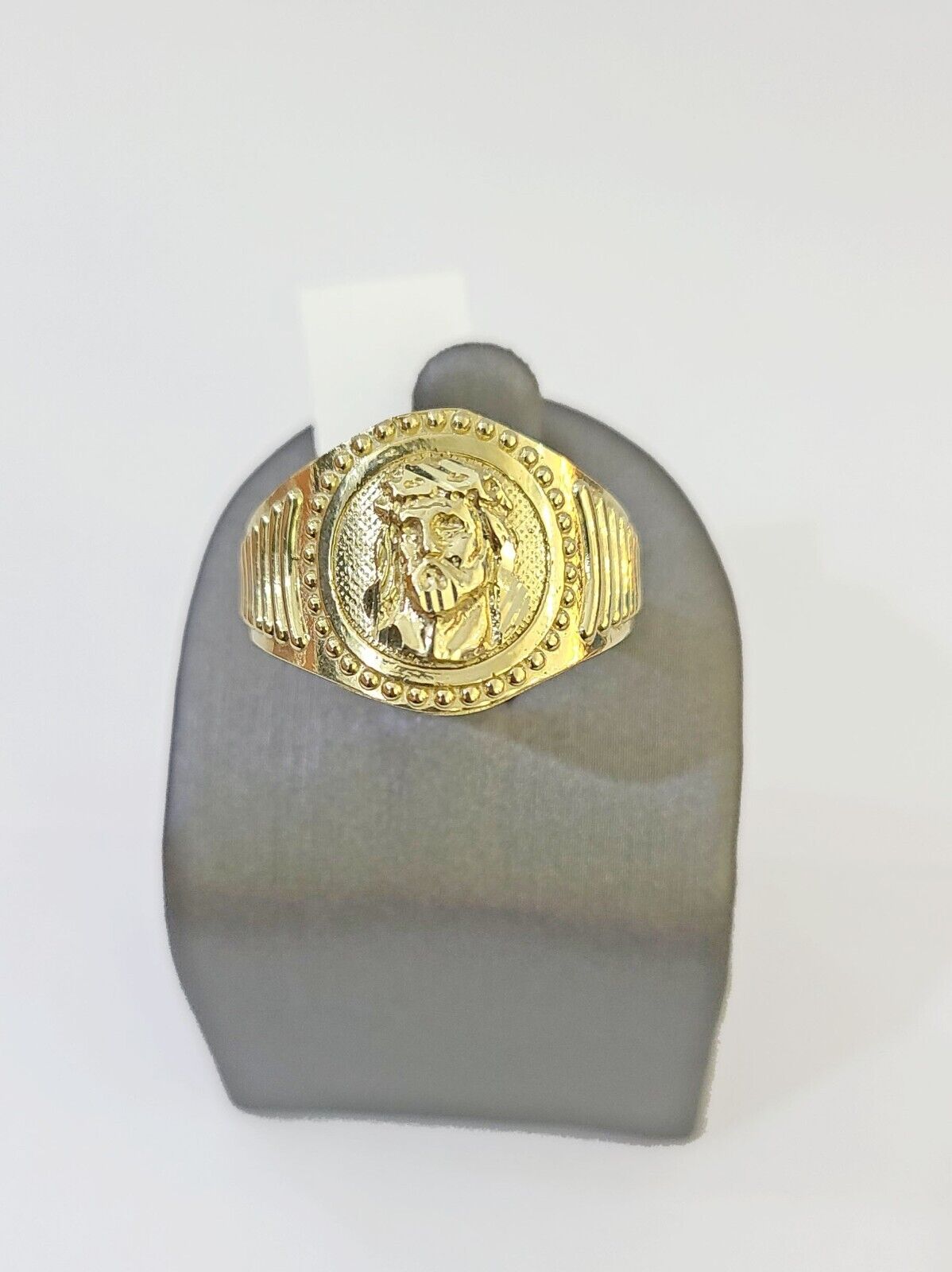 REAL 10K Yellow Gold Jesus Head Ring Band Style Rings Men Women - GoldenlinQ