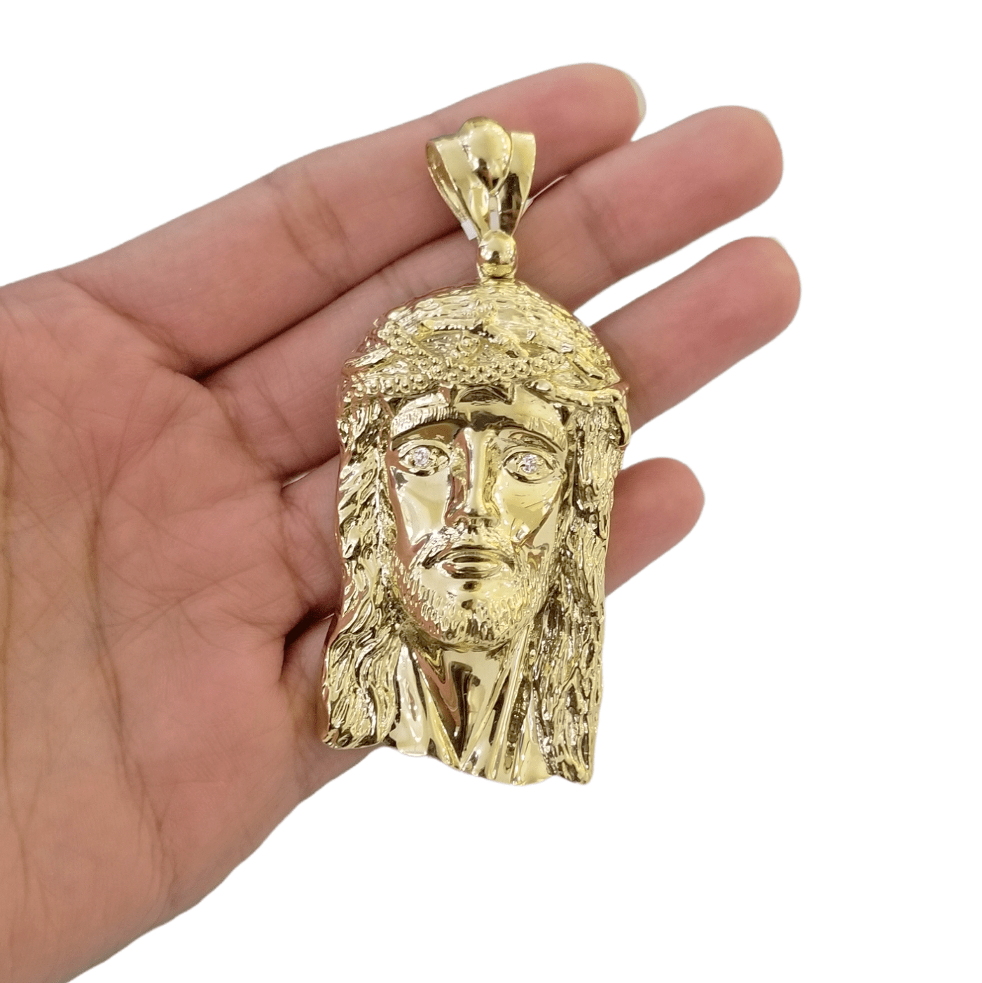 Real 10K Yellow Gold Jesus Pendent Charm 3" Inch 10kt Jesus Head - GoldenlinQ