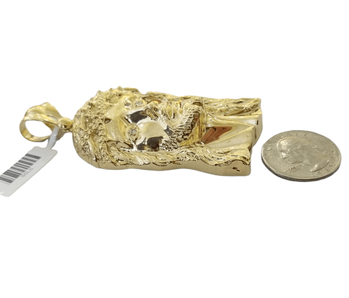 Real 10K Yellow Gold Jesus Pendent Charm 3" Inch 10kt Jesus Head - GoldenlinQ