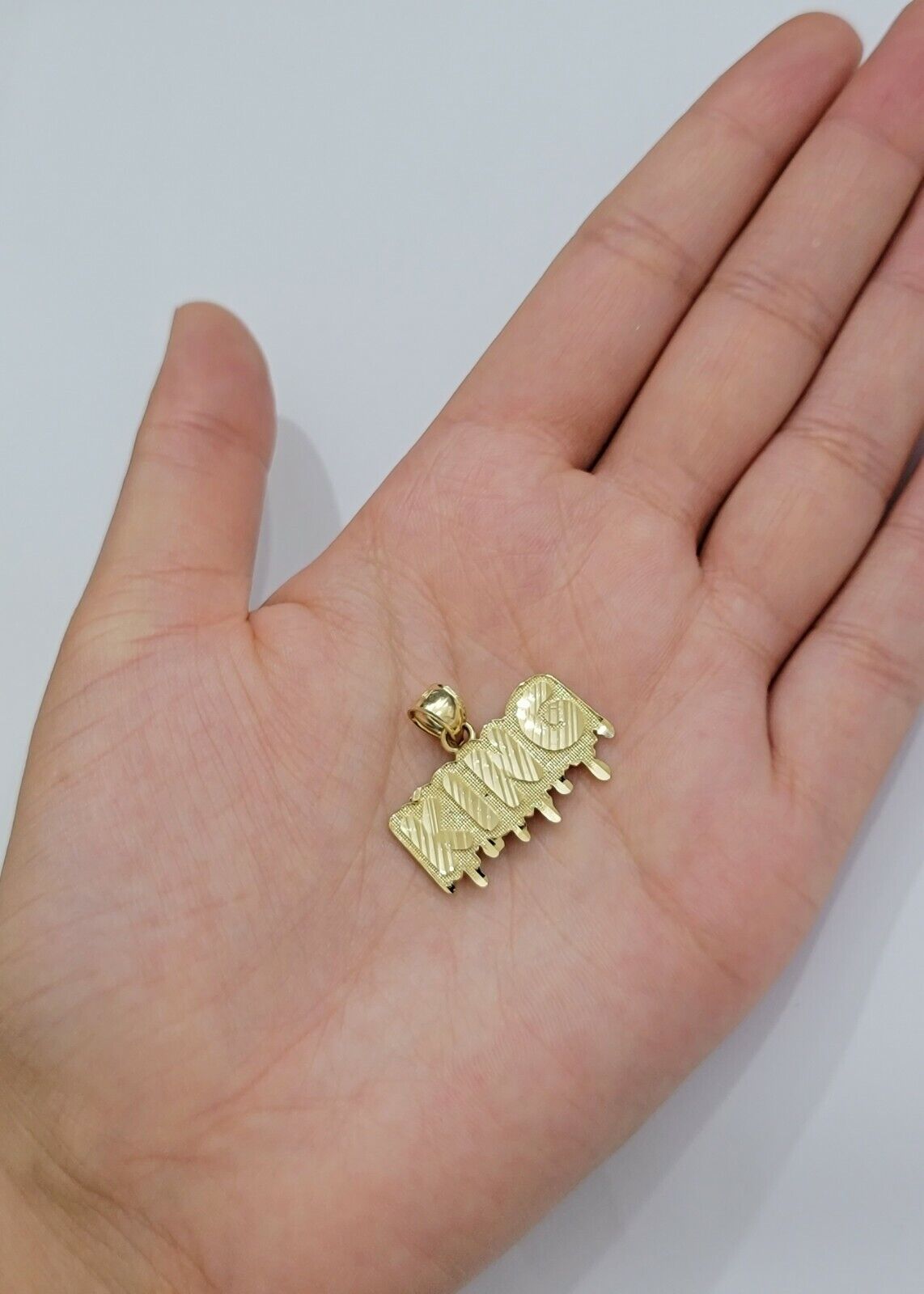Real 10k Yellow gold King Pendant charm Drip diamond cut for Men 10kt gold - GoldenlinQ