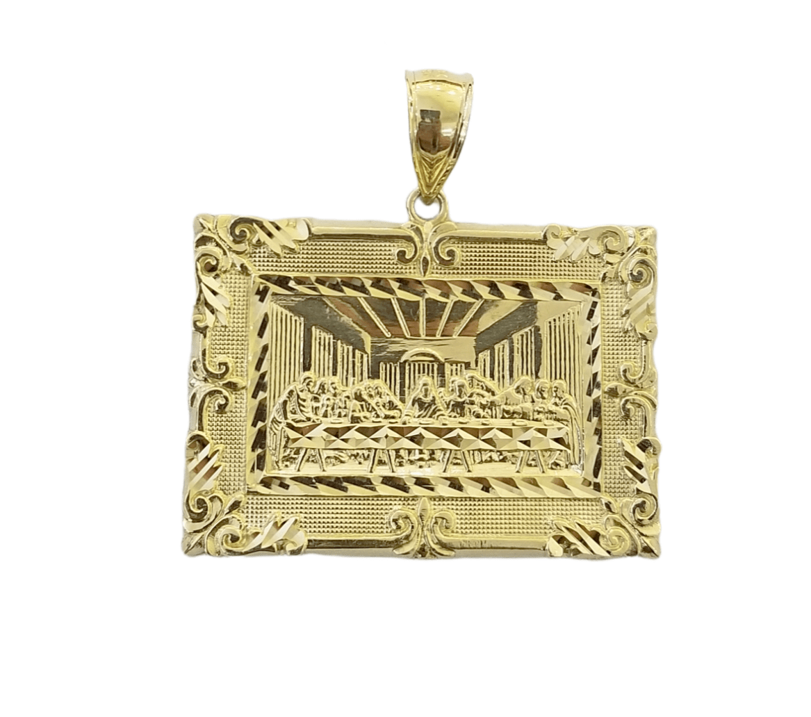 Real 10K Yellow Gold Last Supper Pendent Charm 2" Inch - GoldenlinQ