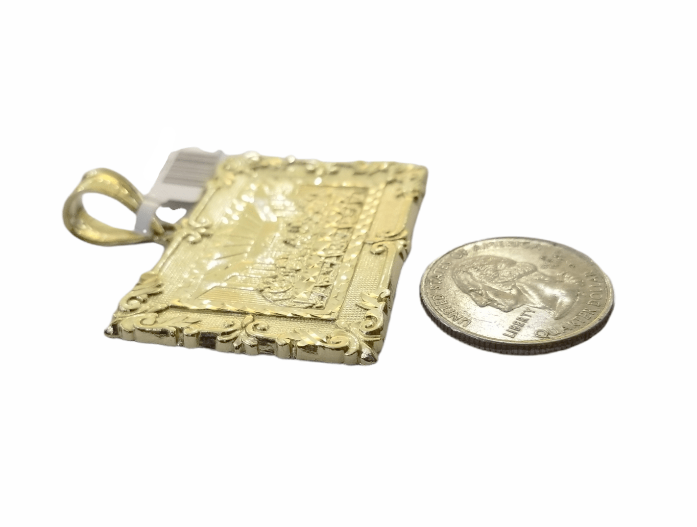 Real 10K Yellow Gold Last Supper Pendent Charm 2" Inch - GoldenlinQ