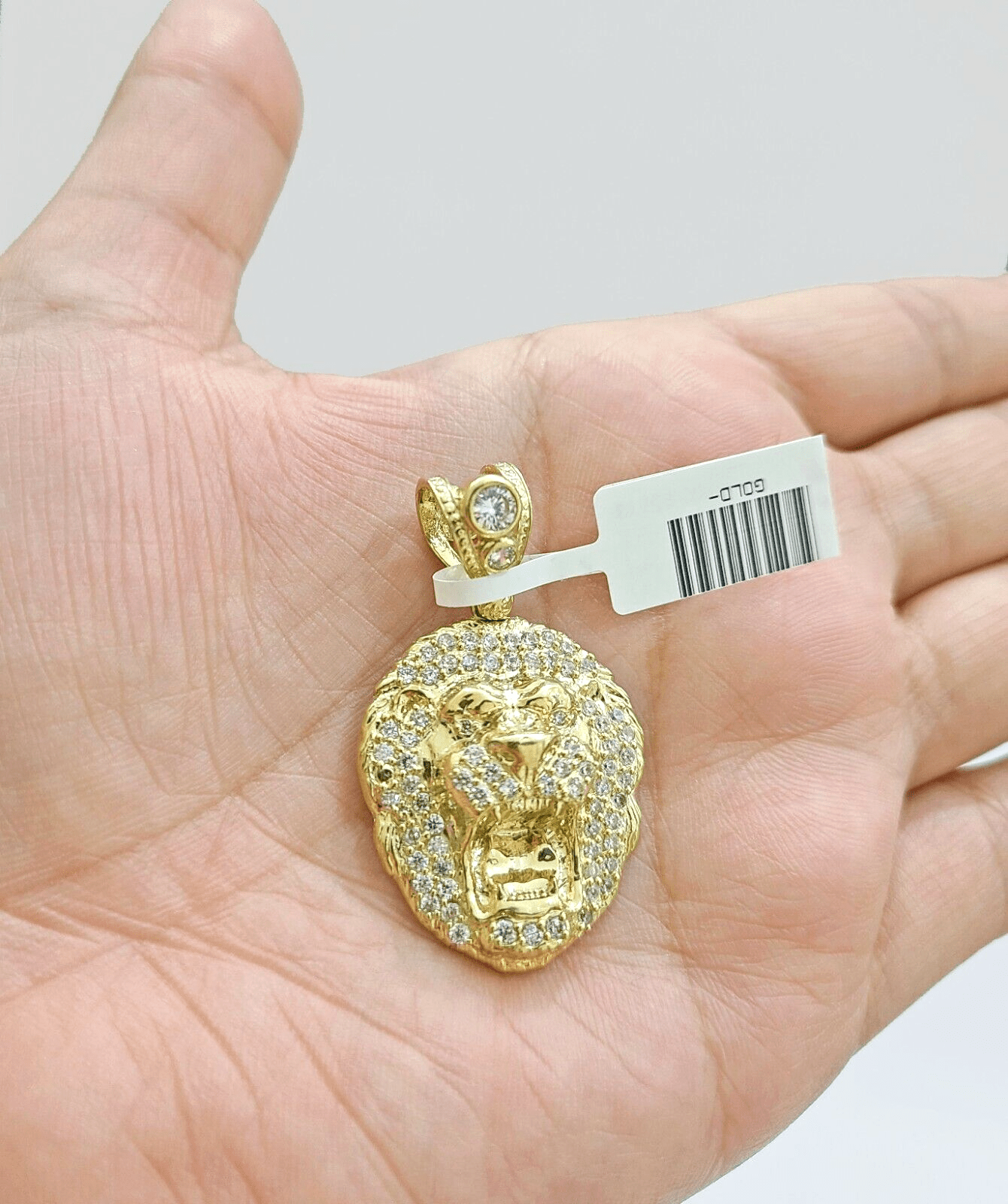 Real 10k Yellow Gold Lion Head Charm 1.5''inches Pendant 10kt for Chain - GoldenlinQ