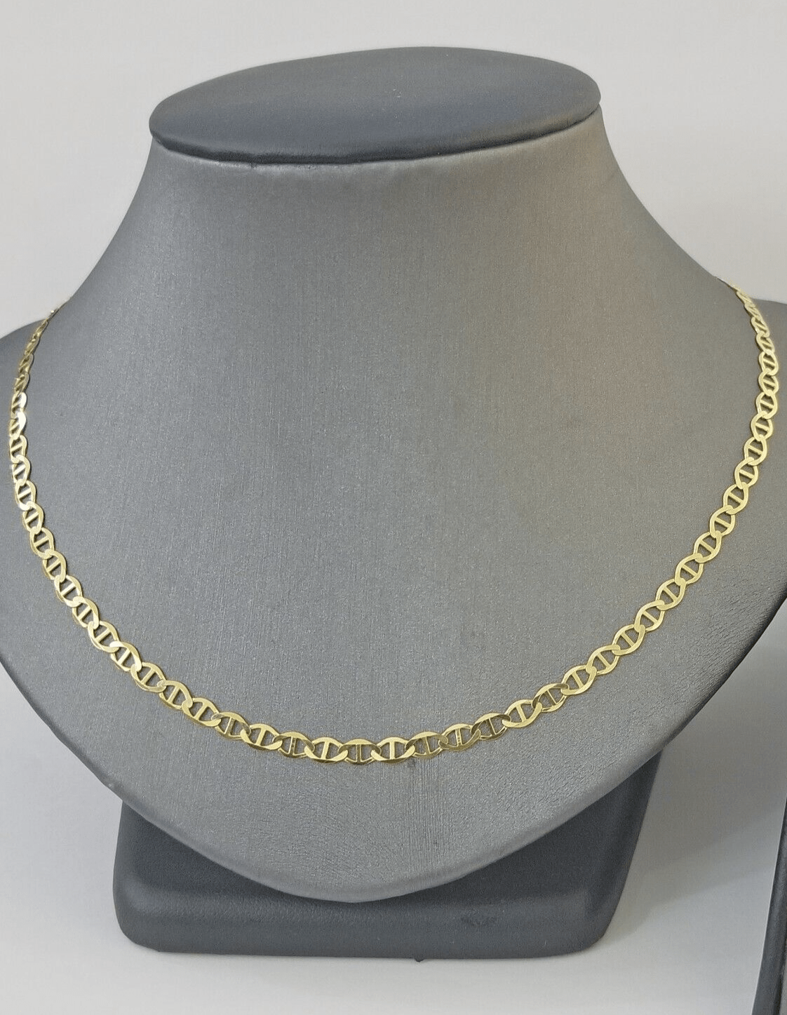 Real 10k Yellow Gold Mariner Anchor Link Chain 24" Inch 4mm Necklace - GoldenlinQ