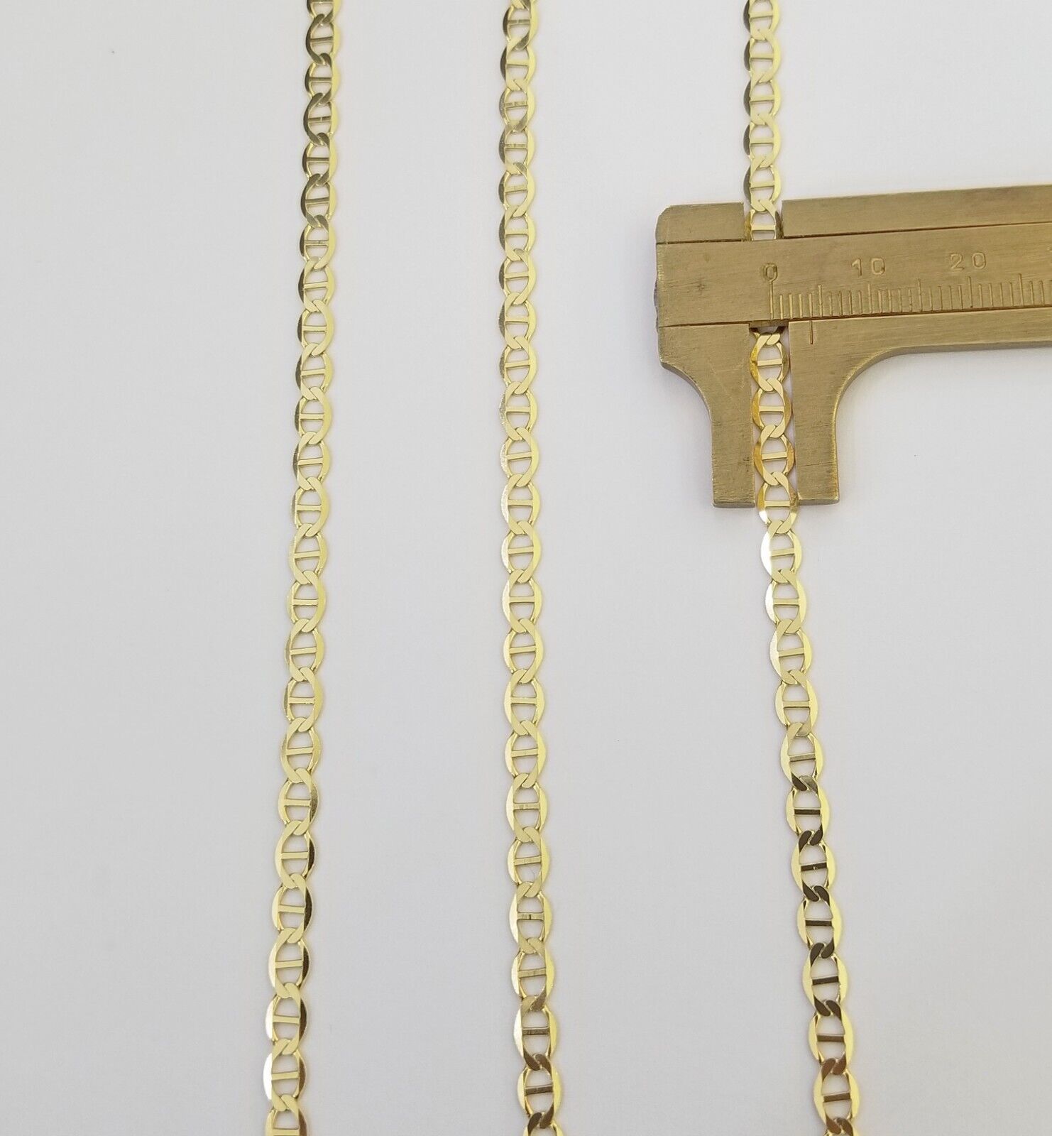 Real 10k Yellow Gold Mariner Anchor Link Chain 24" Inch 4mm Necklace - GoldenlinQ