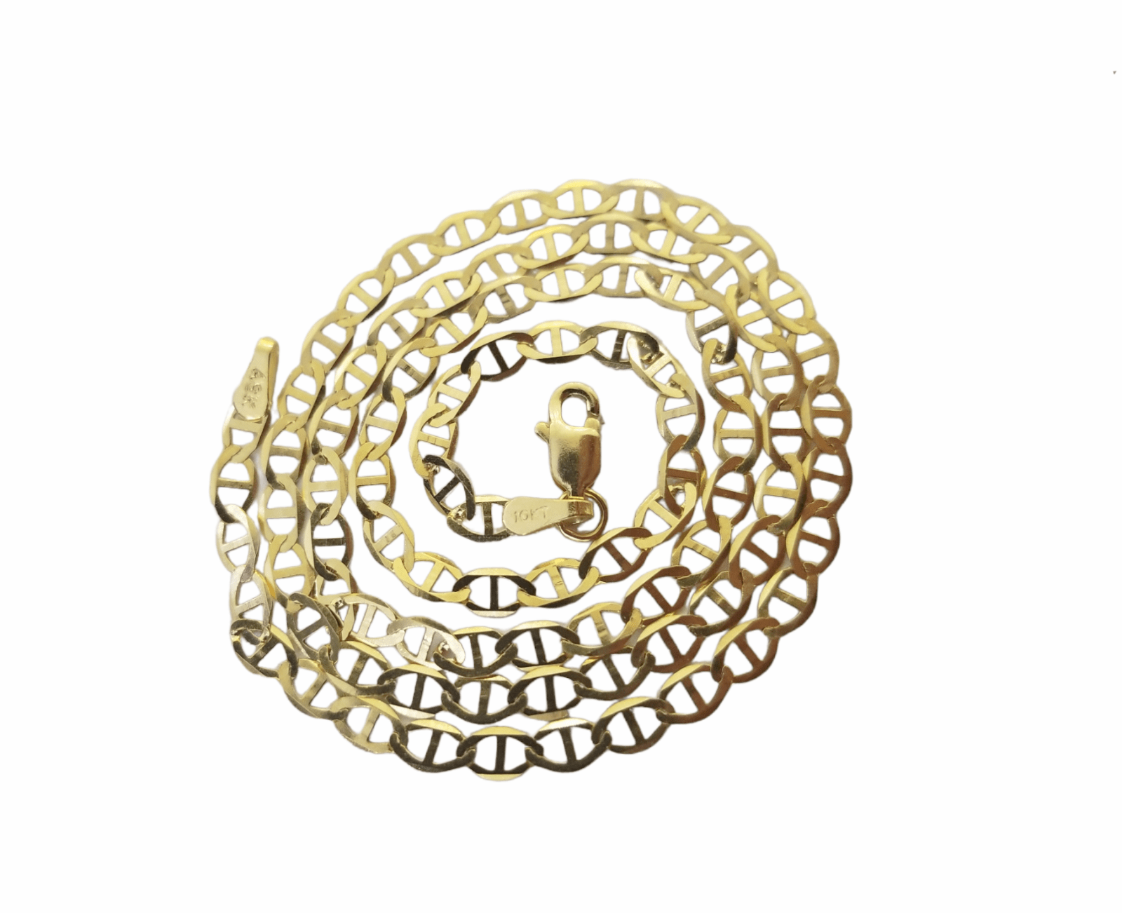 Real 10k Yellow Gold Mariner Anchor Link Chain 3mm Necklace 16" - 24" Inch - GoldenlinQ