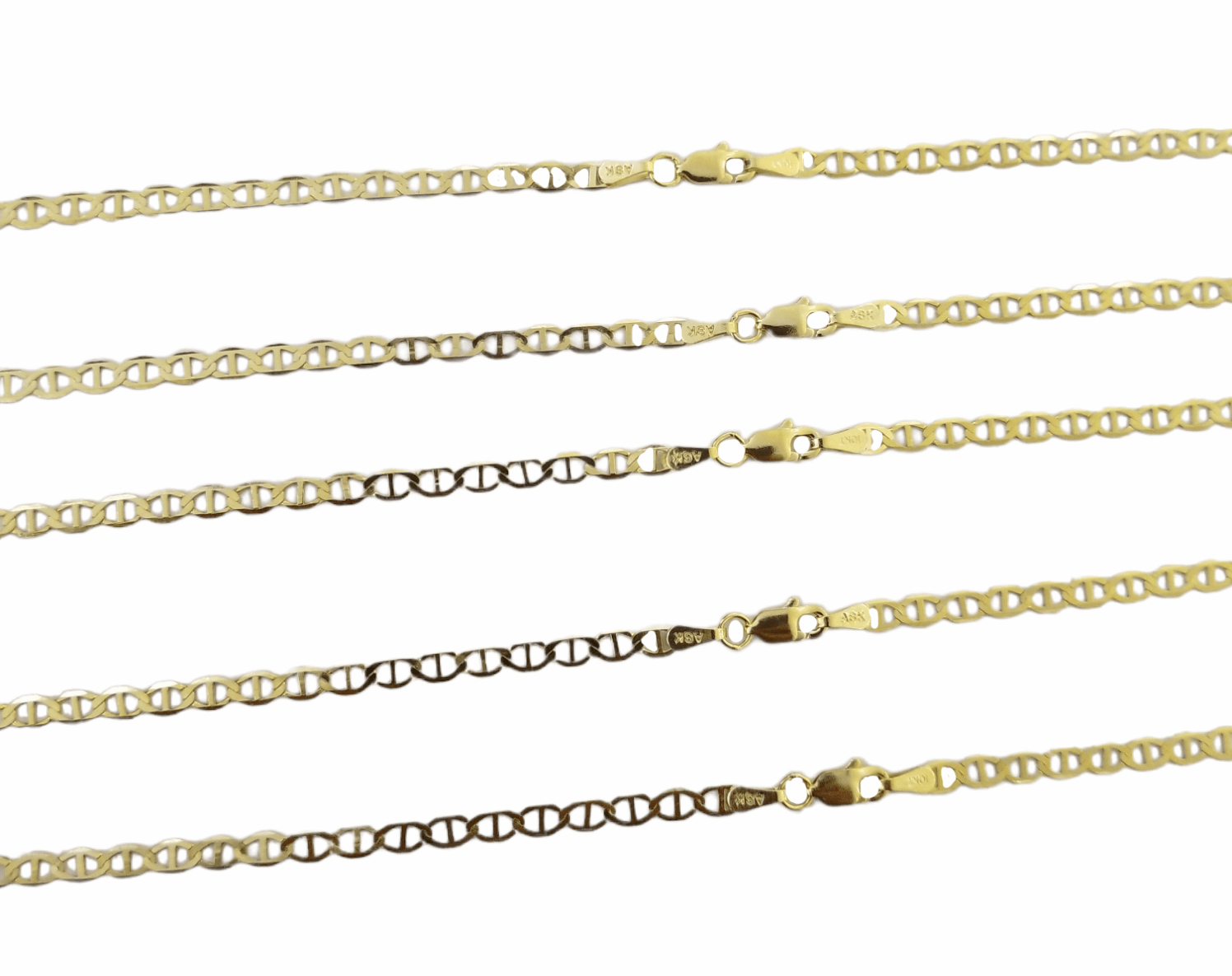 Real 10k Yellow Gold Mariner Anchor Link Chain 3mm Necklace 16" - 24" Inch - GoldenlinQ