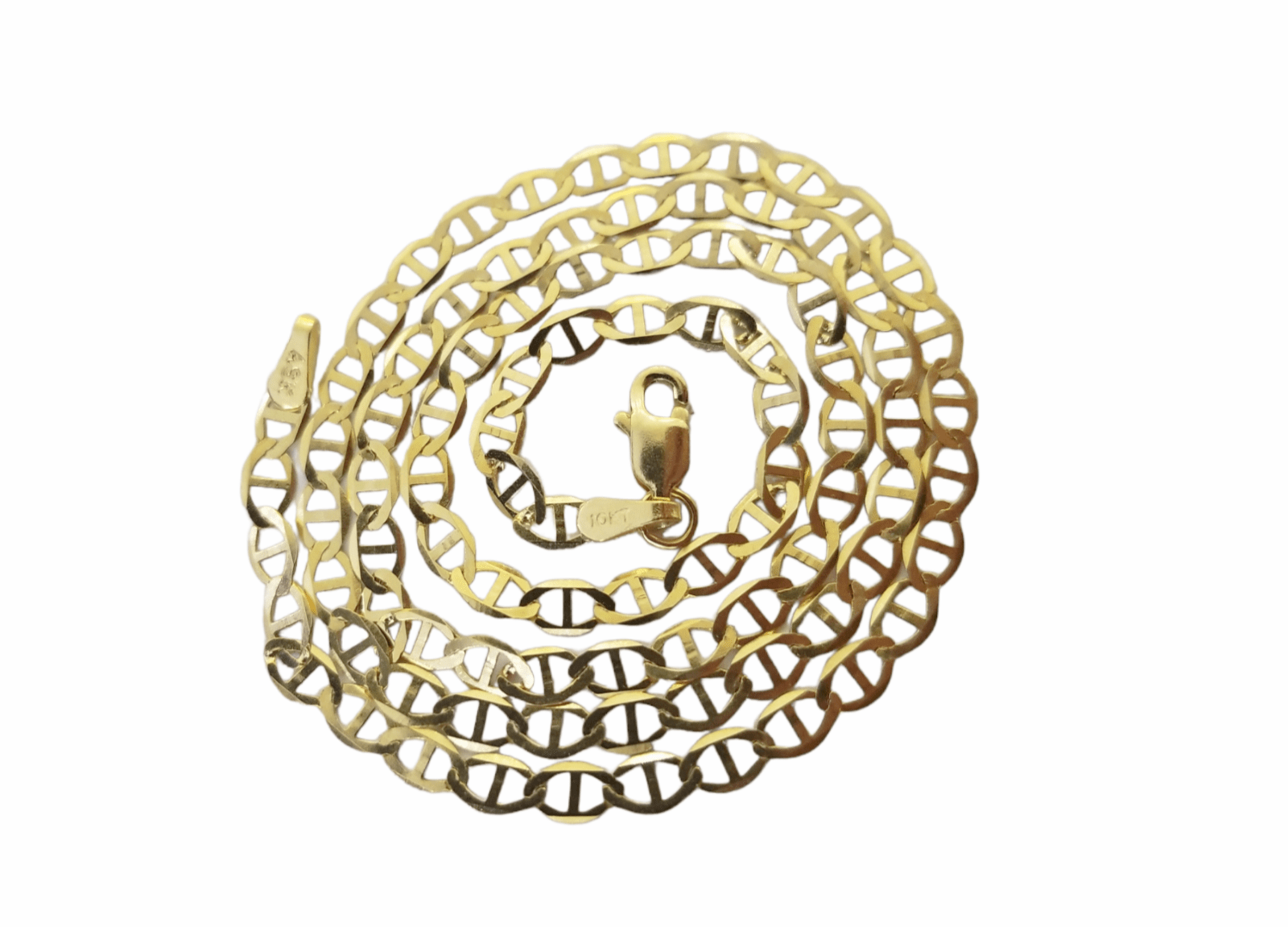 Real 10k Yellow Gold Mariner Anchor Link Chain 3mm Necklace 18" Inch - GoldenlinQ