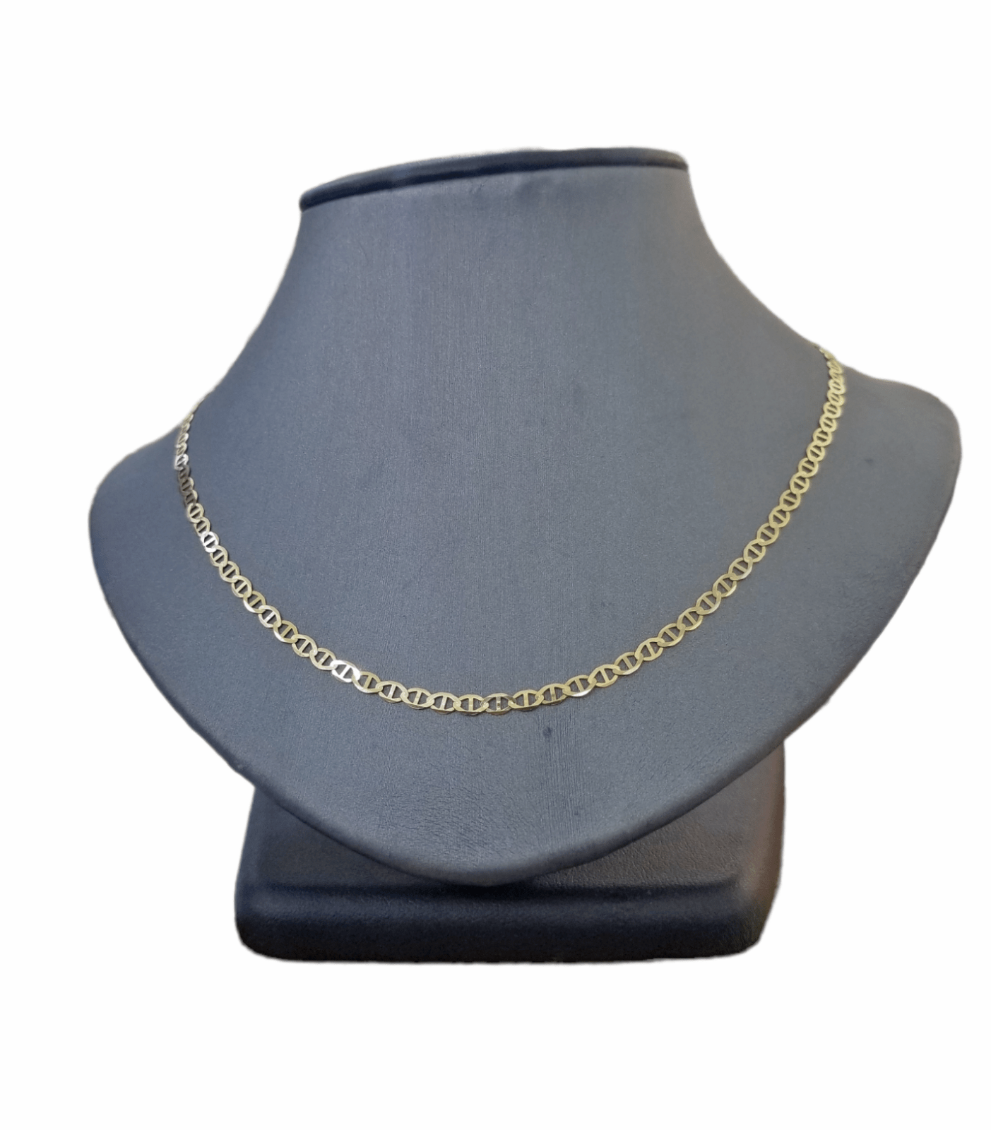 Real 10k Yellow Gold Mariner Anchor Link Chain 3mm Necklace 24" Inch - GoldenlinQ