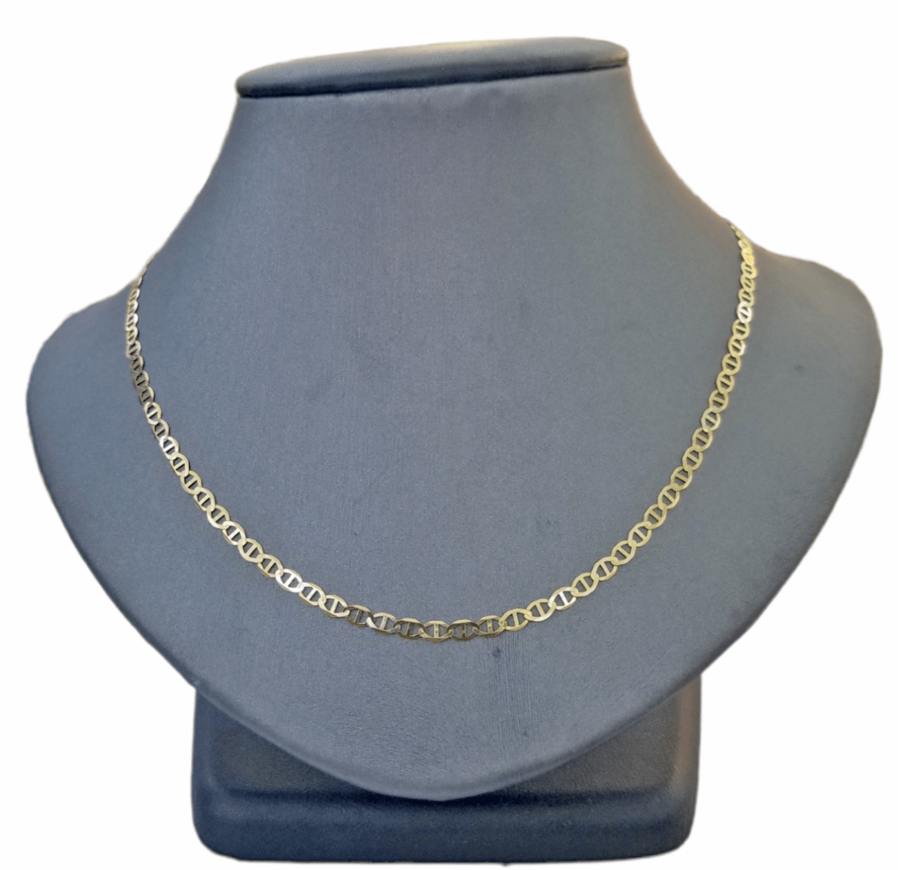 Real 10k Yellow Gold Mariner Anchor Link Chain 3mm Necklace 24" Inch - GoldenlinQ