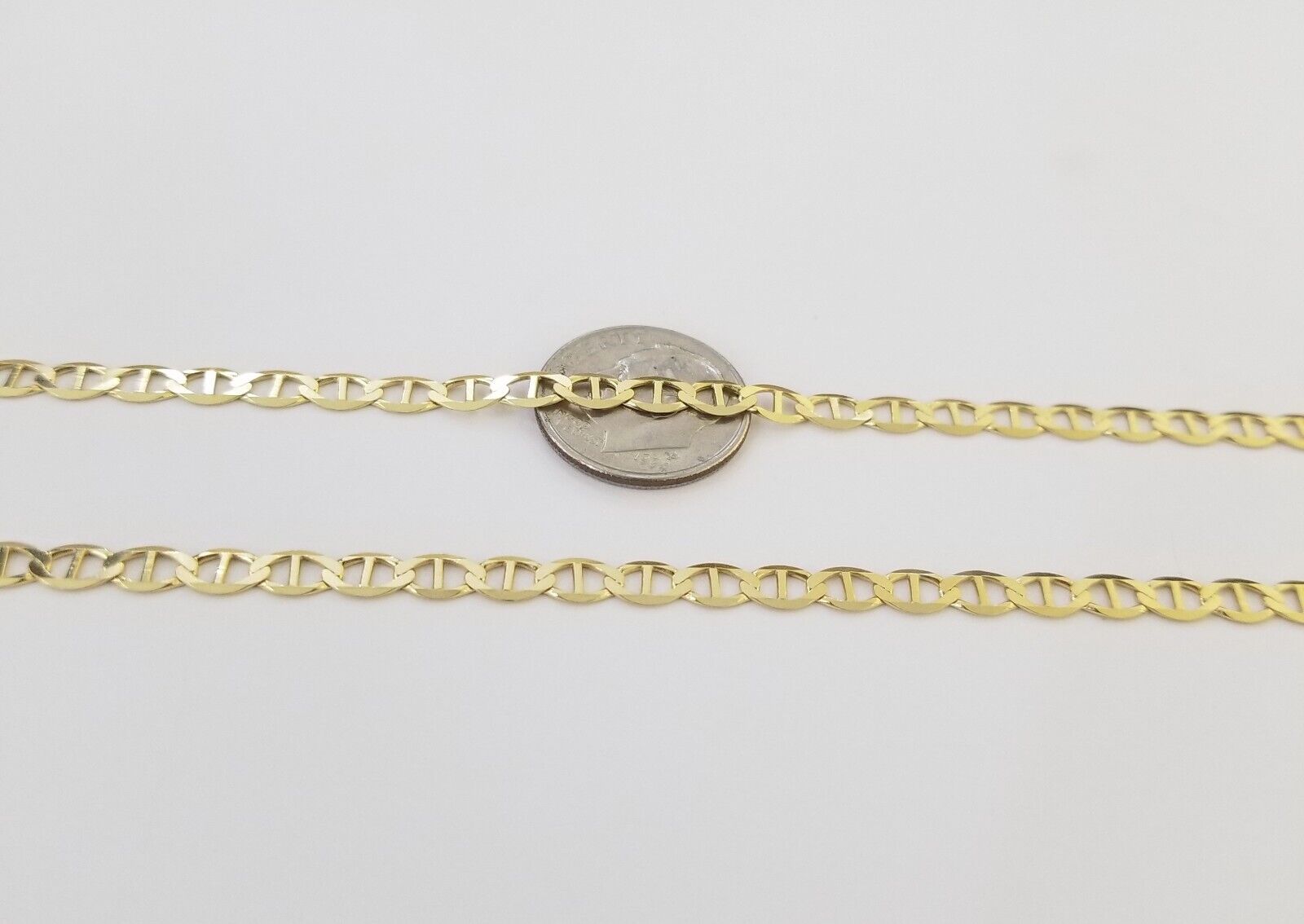 Real 10k Yellow Gold Mariner Anchor Link Chain 4mm Necklace 20" Inch - GoldenlinQ