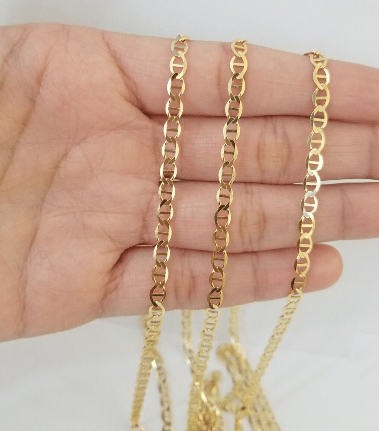 Real 10k Yellow Gold Mariner Anchor Link Chain 4mm Necklace 20" Inch - GoldenlinQ