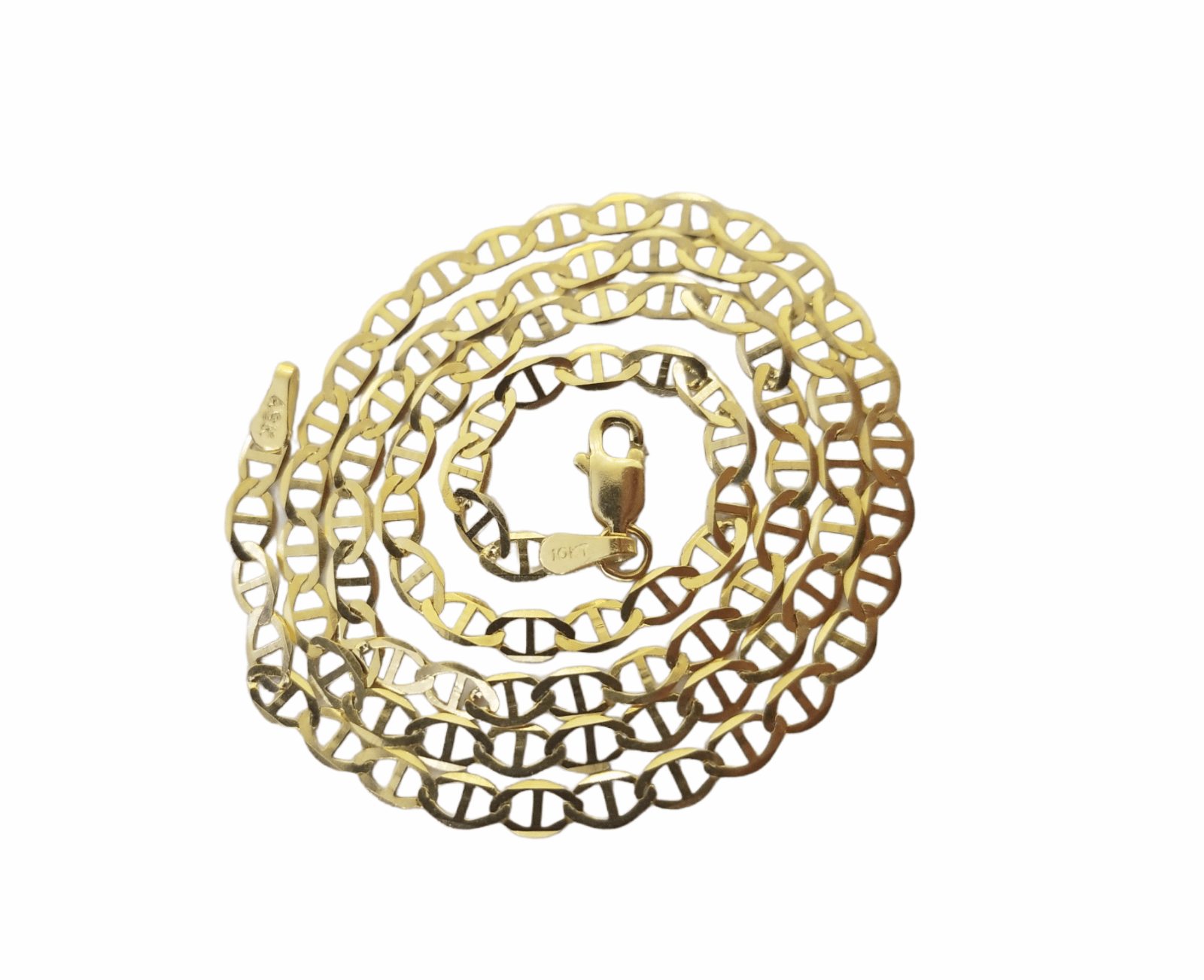 Real 10k Yellow Gold Mariner Anchor Link Necklace Bracelet Set 3mm Chain - GoldenlinQ