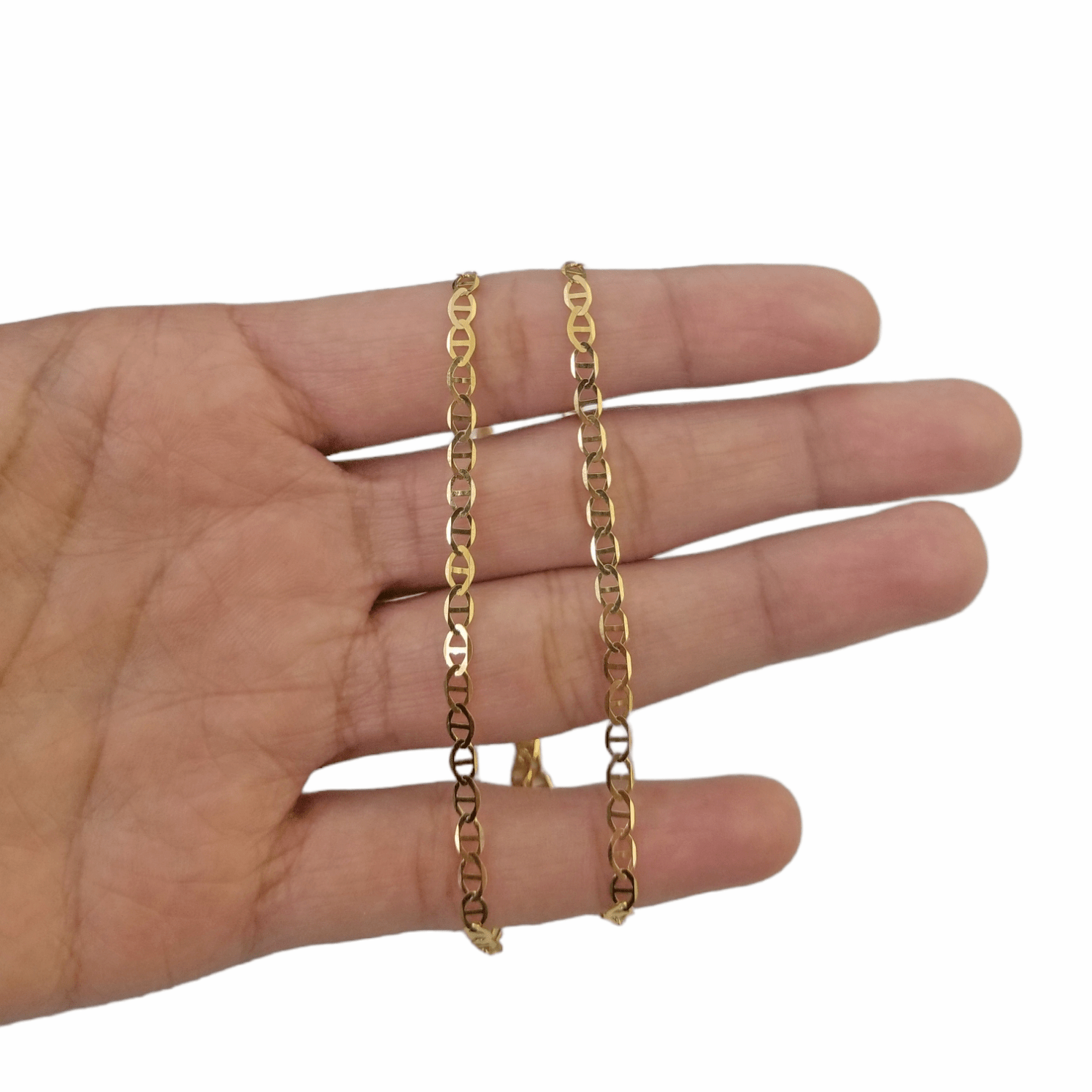 Real 10k Yellow Gold Mariner Anchor Link Necklace Bracelet Set 3mm Chain - GoldenlinQ