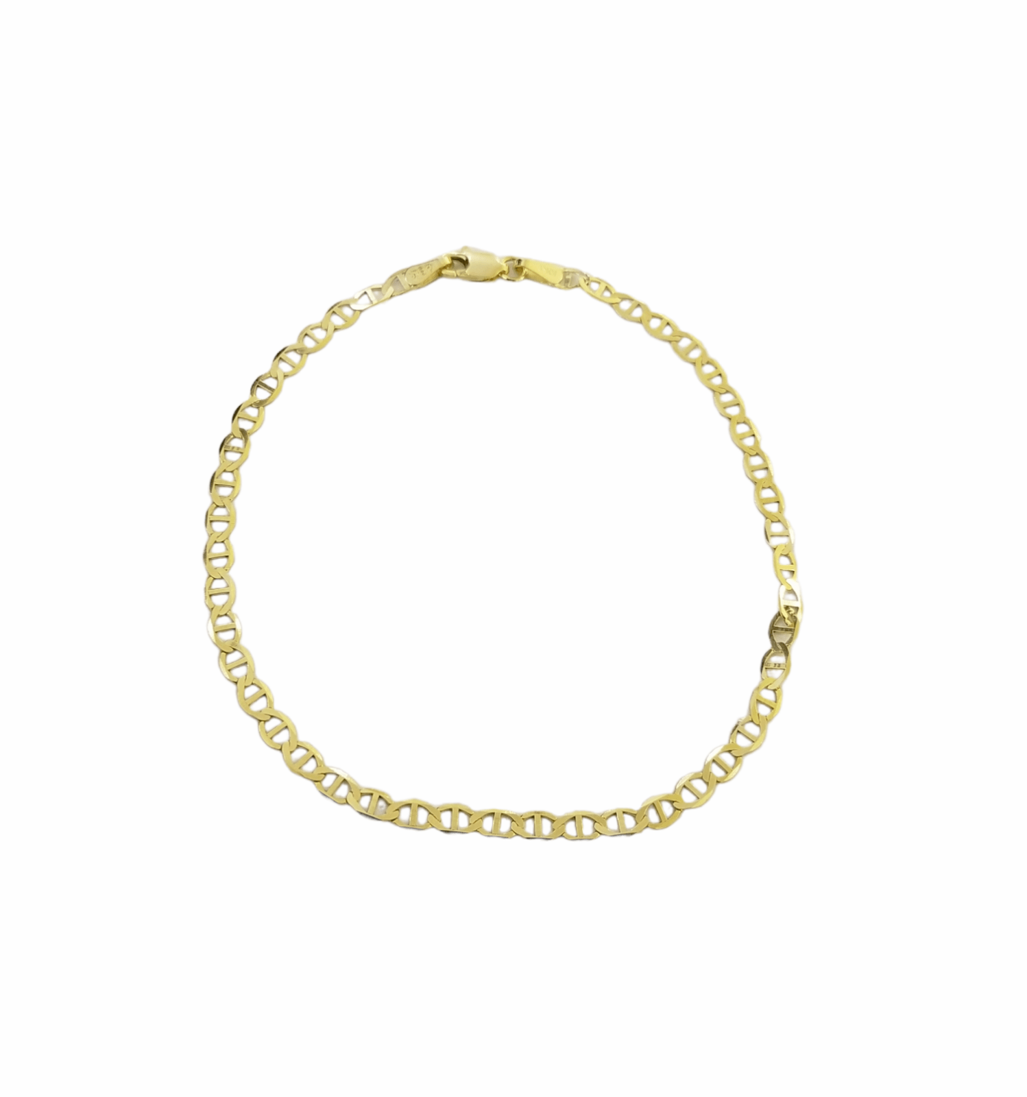 Real 10k Yellow Gold Mariner Anchor Link Necklace Bracelet Set 3mm Chain - GoldenlinQ