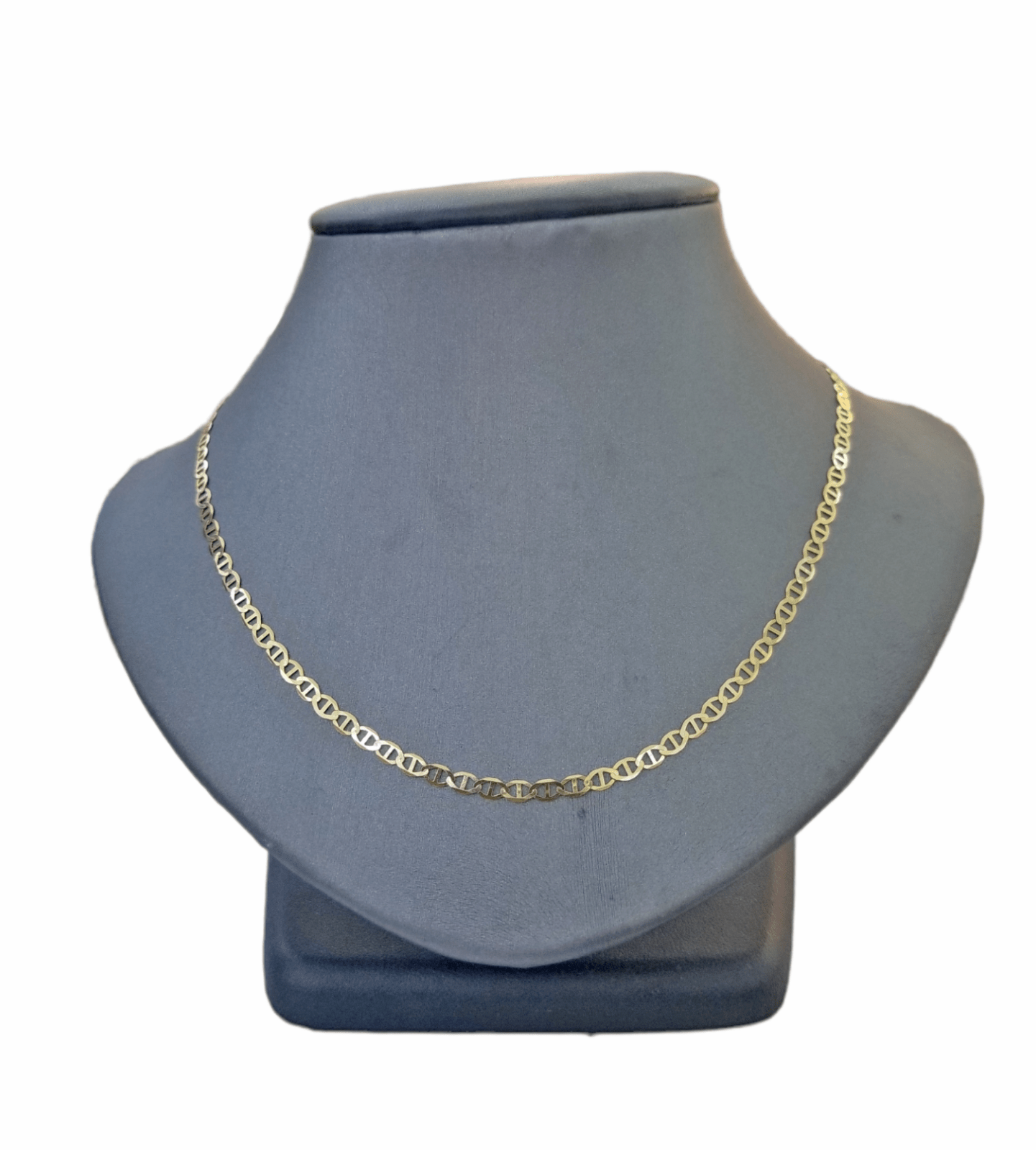 Real 10k Yellow Gold Mariner Anchor Link Necklace Bracelet Set 3mm Chain - GoldenlinQ