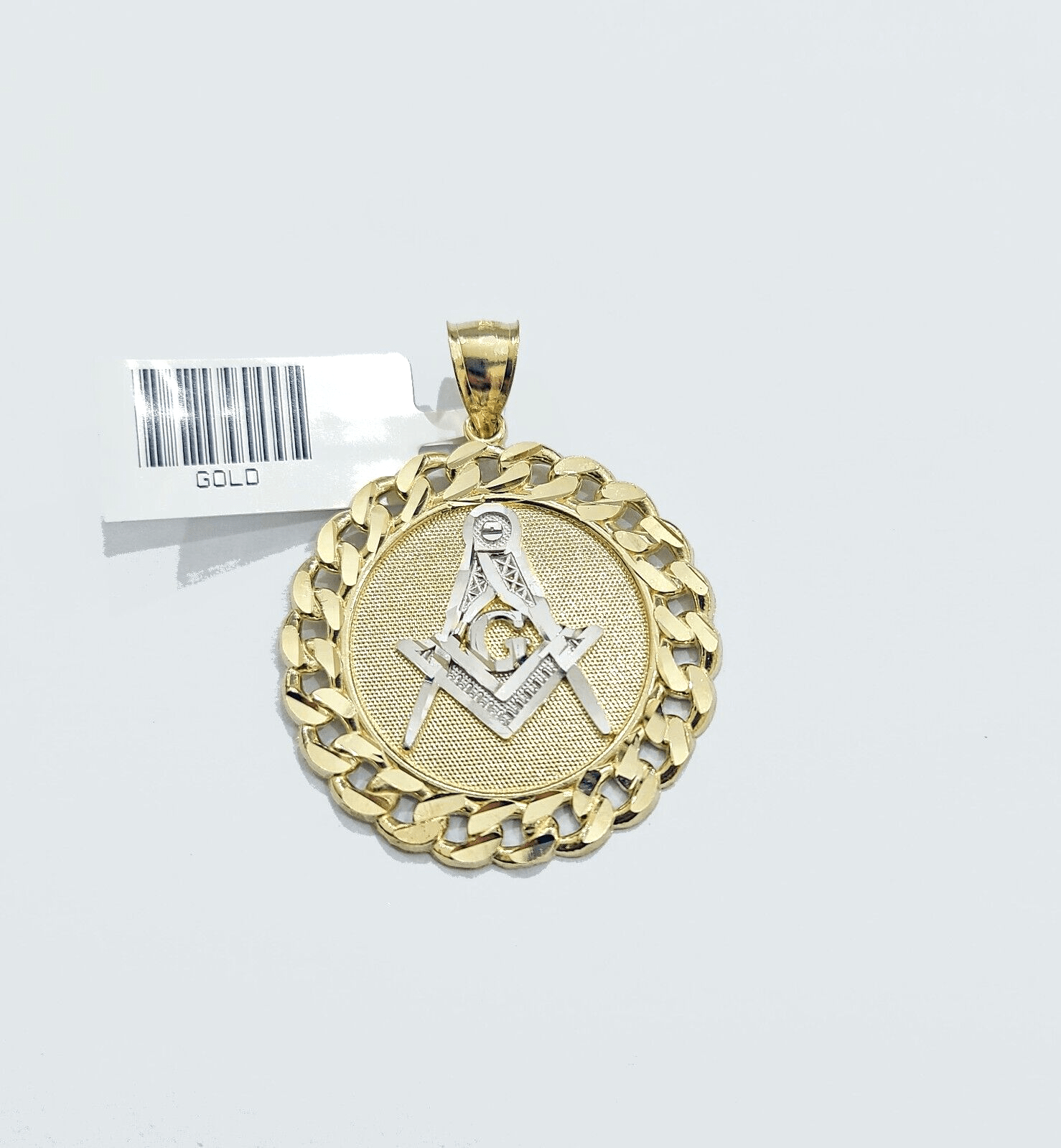 Real 10k Yellow Gold Masonic Charm 1.5'' inches Pendant 10kt for Chain - GoldenlinQ