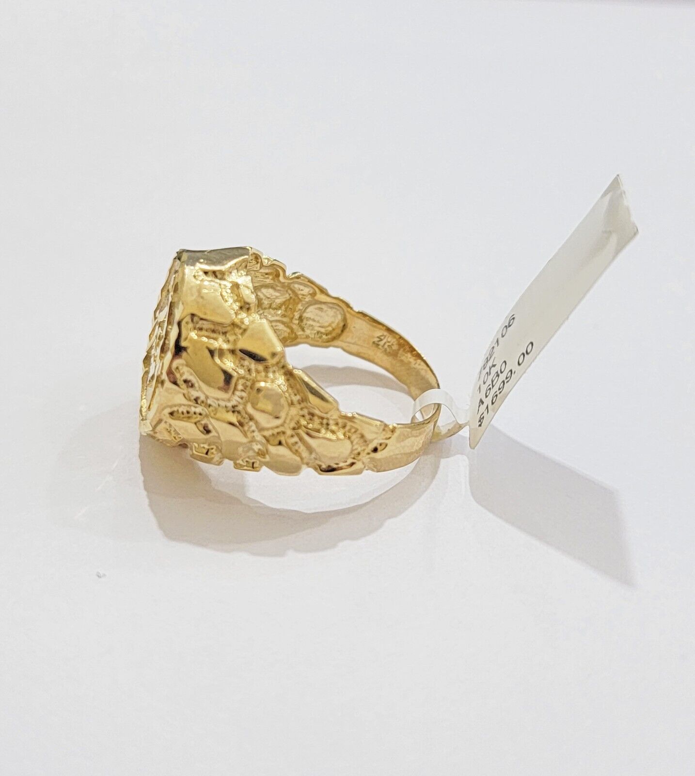 Real 10k Yellow Gold Masonic Ring Mens Nugget Band Round Shape Pinky Casual Ring - GoldenlinQ