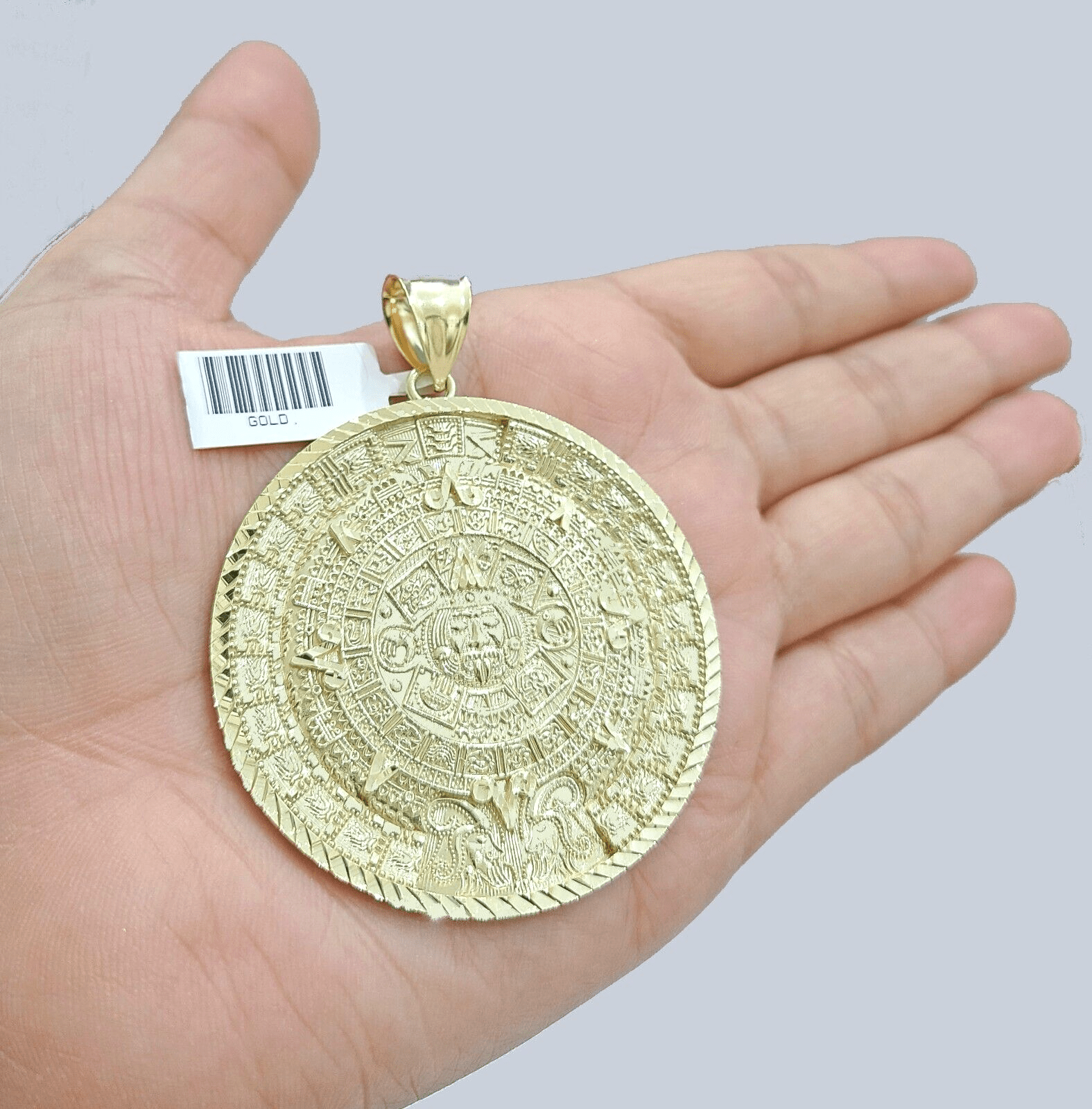Real 10k Yellow Gold Mayan Calendar Charm Pendant 10kt for Chain - GoldenlinQ