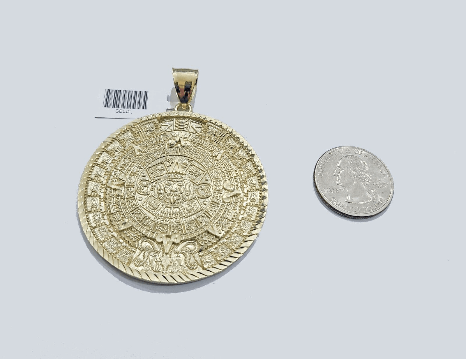 Real 10k Yellow Gold Mayan Calendar Charm Pendant 10kt for Chain - GoldenlinQ
