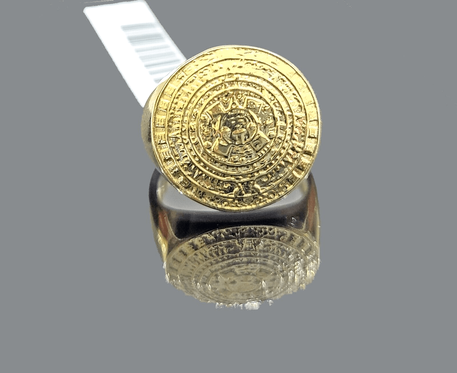 Real 10k Yellow Gold Mayan Calendar Ring Band size 10 10kt gold - GoldenlinQ