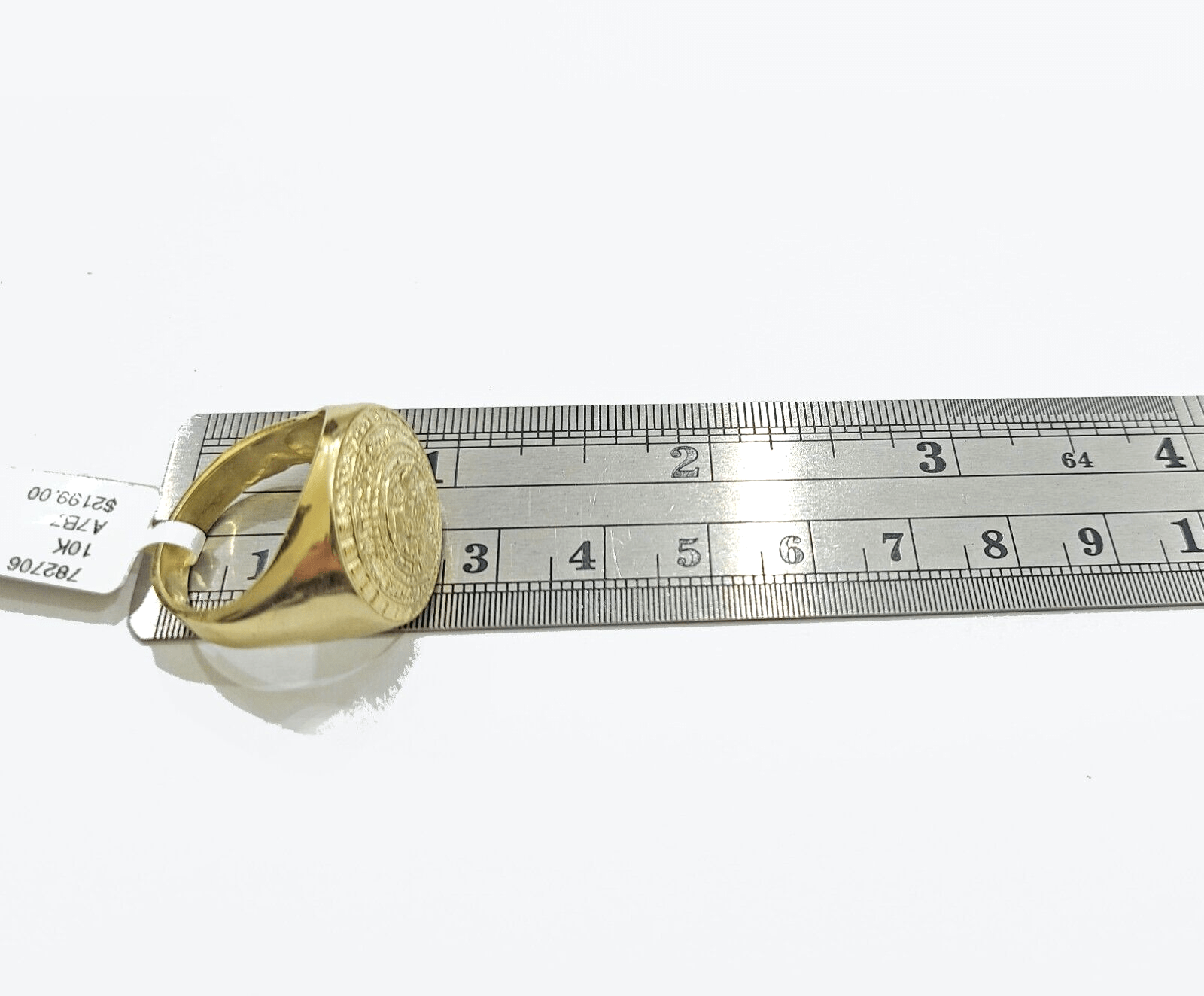 Real 10k Yellow Gold Mayan Calendar Ring Band size 10 10kt gold - GoldenlinQ