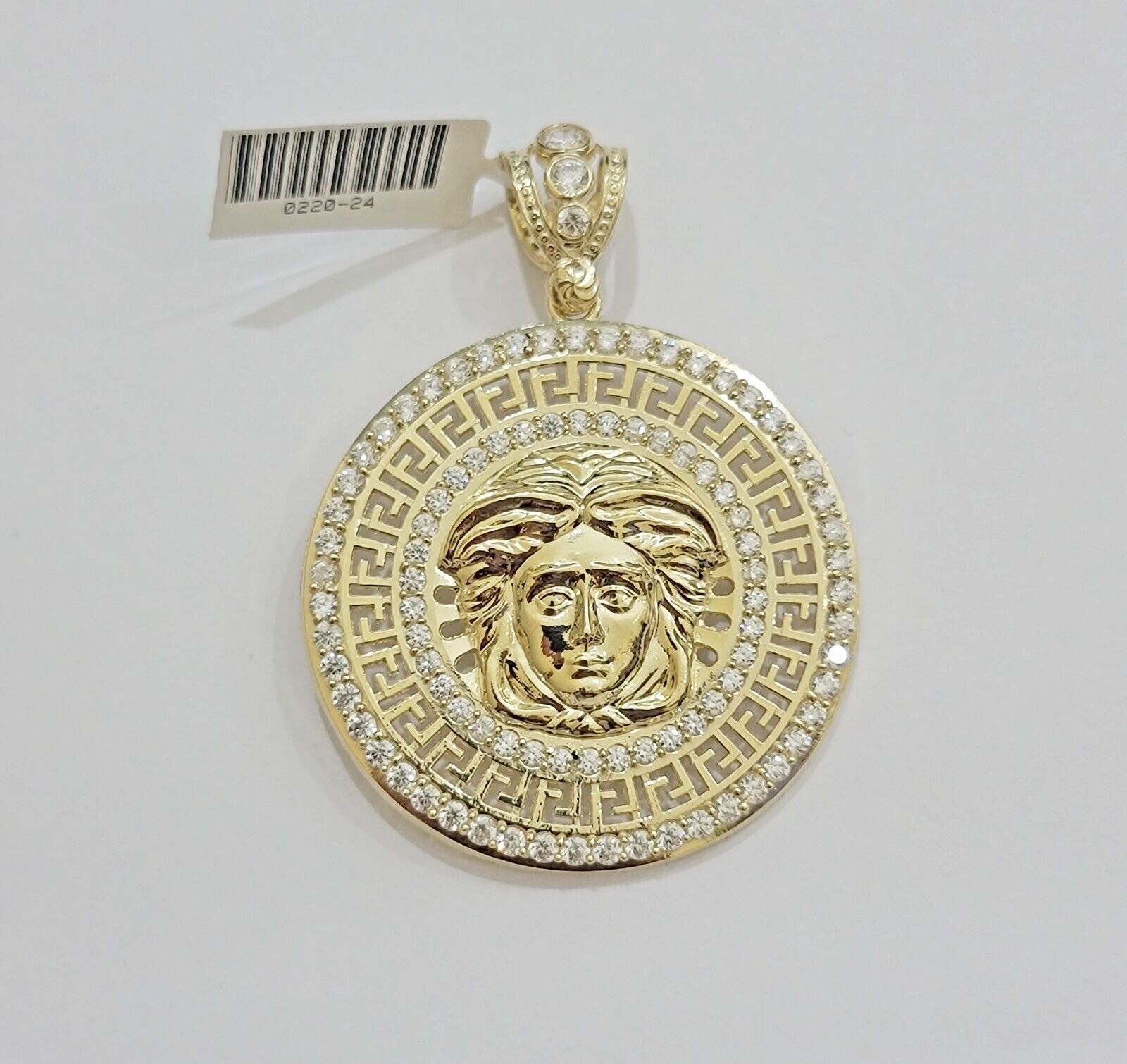 Real 10k Yellow Gold Medusa Head Charm Pendant 2.25" With Stones 10kt for Chain - GoldenlinQ