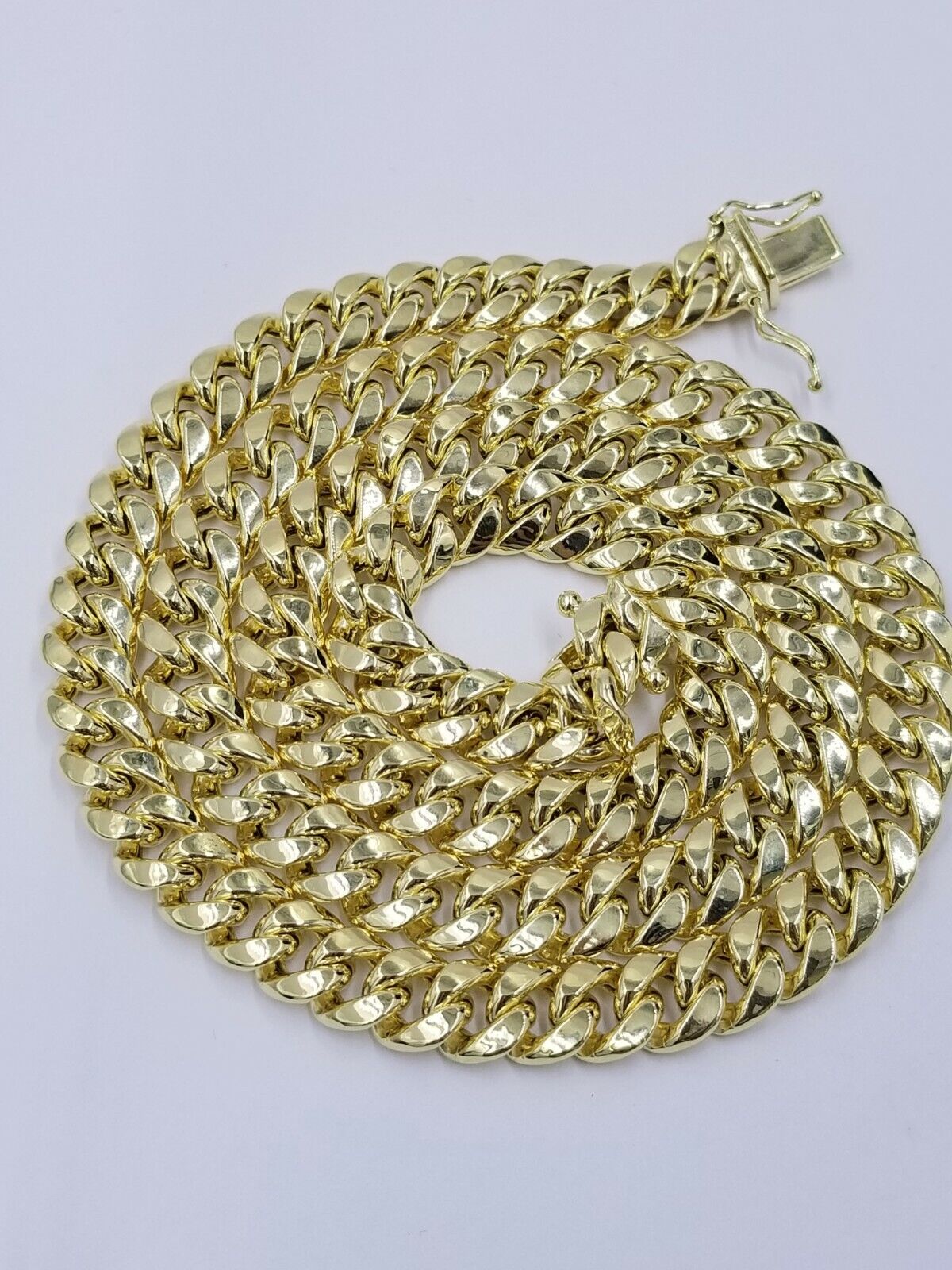 Real 10k Yellow Gold Men Jesus Cross Charm with Miami Cuban Chain Diamond Cut - GoldenlinQ