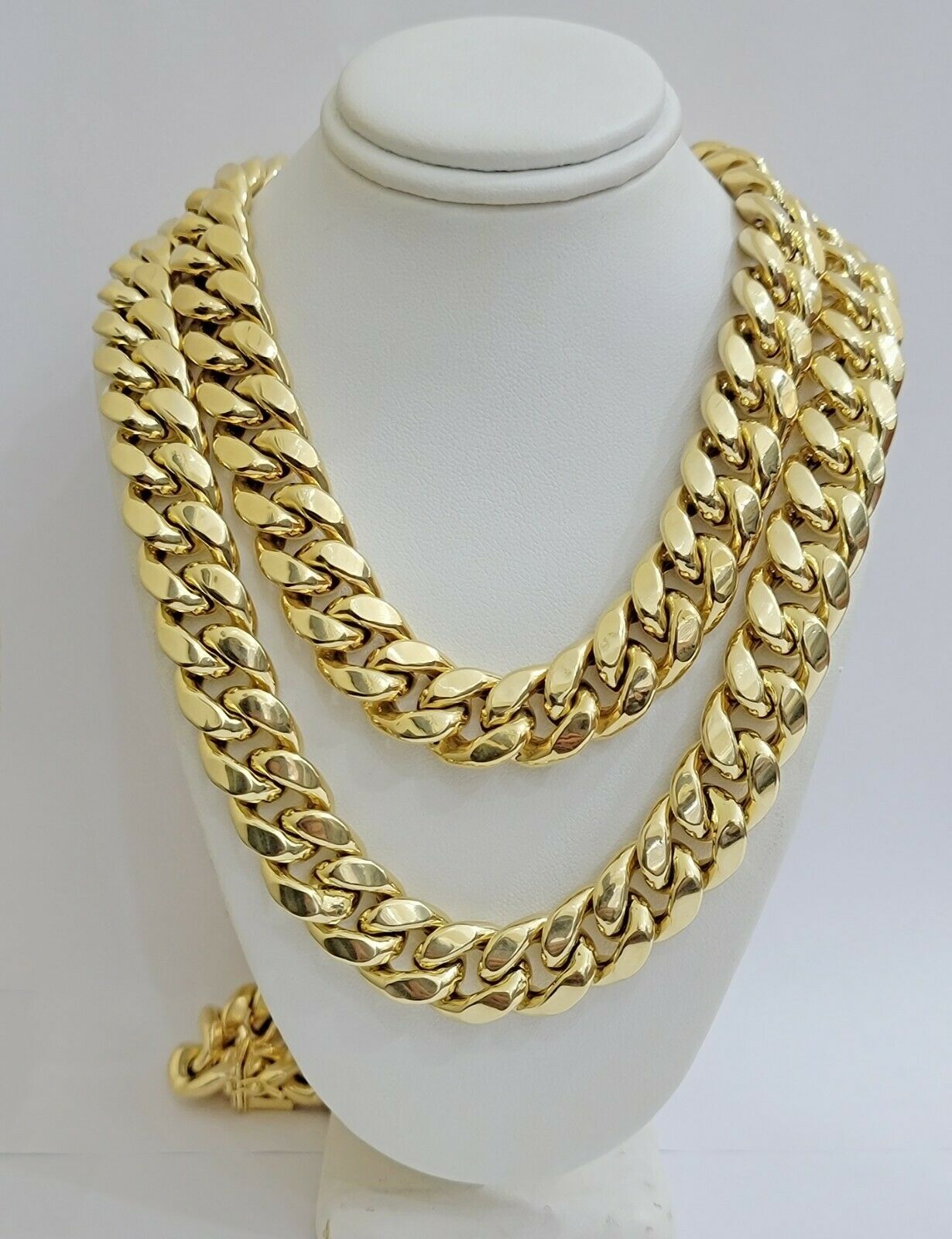 REAL 10k Yellow Gold Men's Chain 15mm Miami Cuban Link Necklace 24" Inch THICK - GoldenlinQ