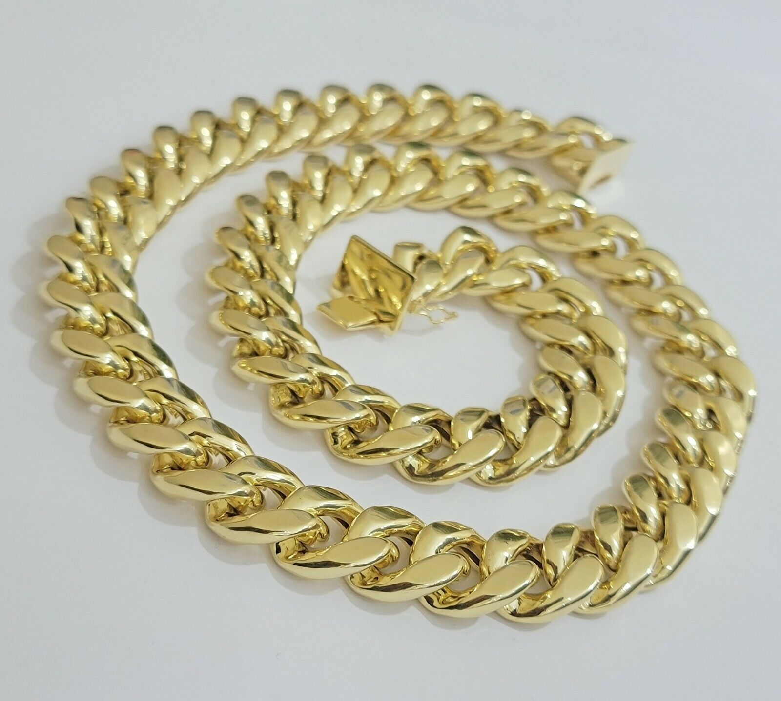 REAL 10k Yellow Gold Men's Chain 15mm Miami Cuban Link Necklace 24" Inch THICK - GoldenlinQ