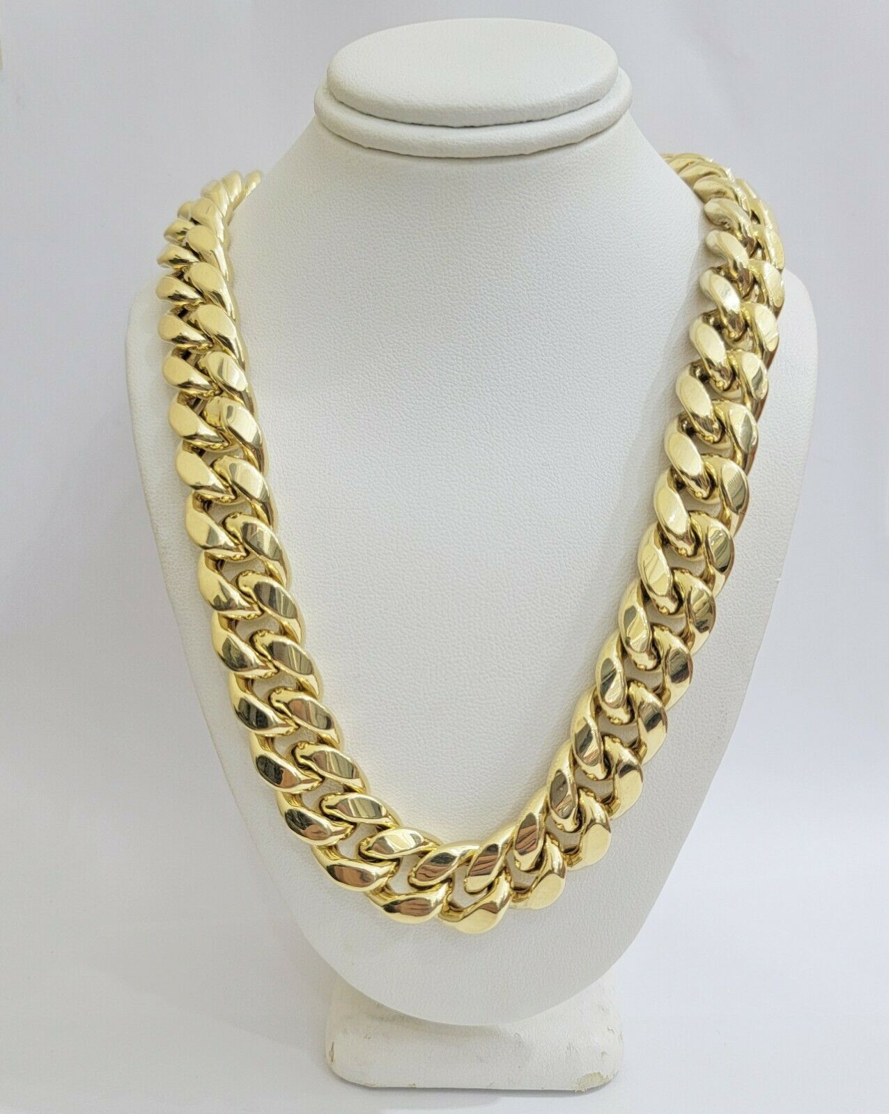 REAL 10k Yellow Gold Men's Chain 15mm Miami Cuban Link Necklace 24" Inch THICK - GoldenlinQ