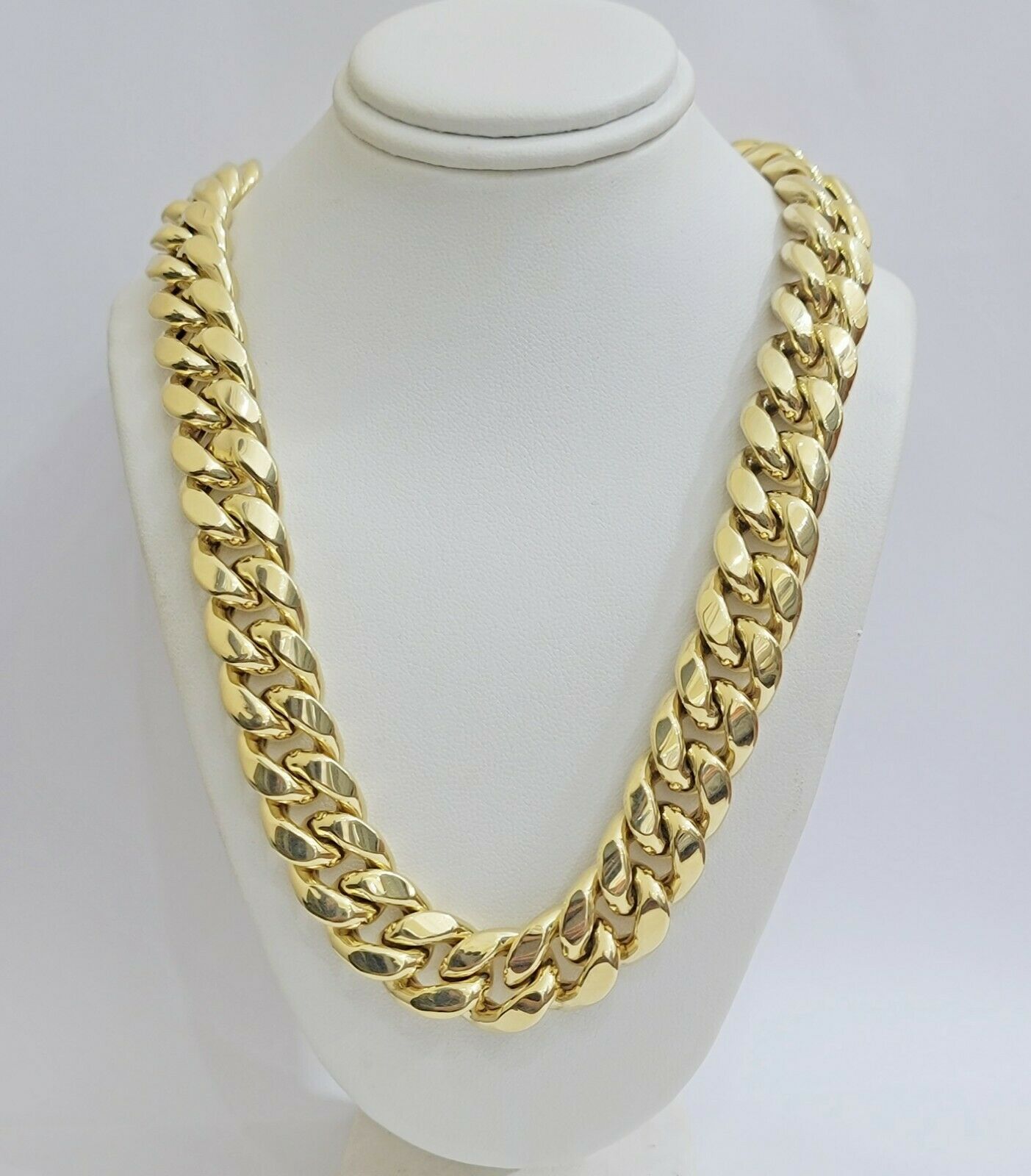 REAL 10k Yellow Gold Mens Chain 15mm Miami Cuban Link Necklace 30" inch & THICK - GoldenlinQ