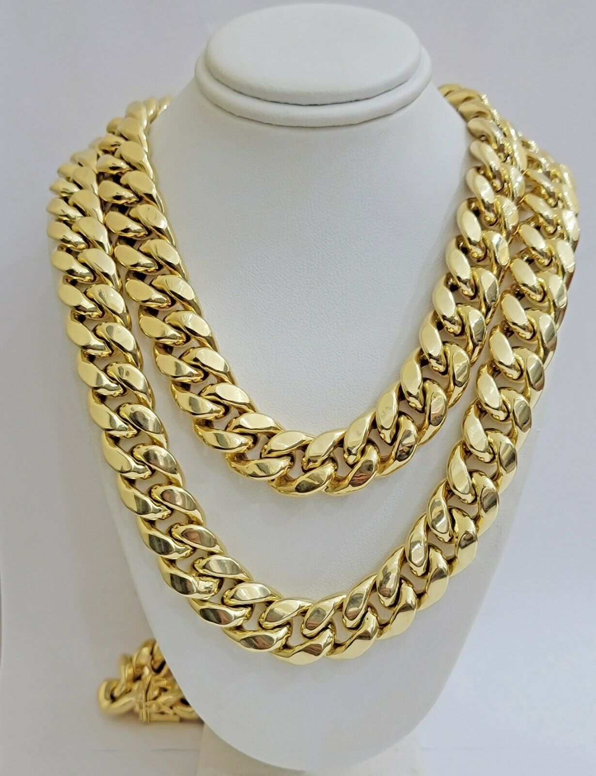 REAL 10k Yellow Gold Mens Chain 15mm Miami Cuban Link Necklace 30" inch & THICK - GoldenlinQ